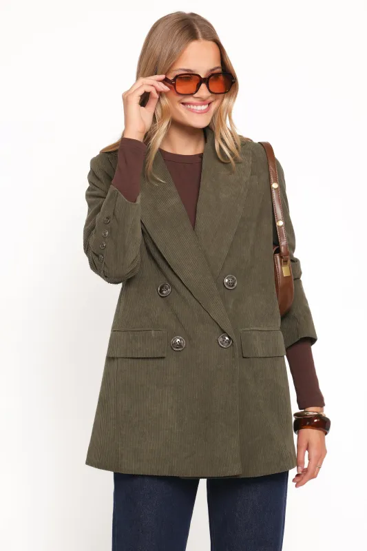 Madi Corduroy Blazer - Olive sold by Petal & Pup