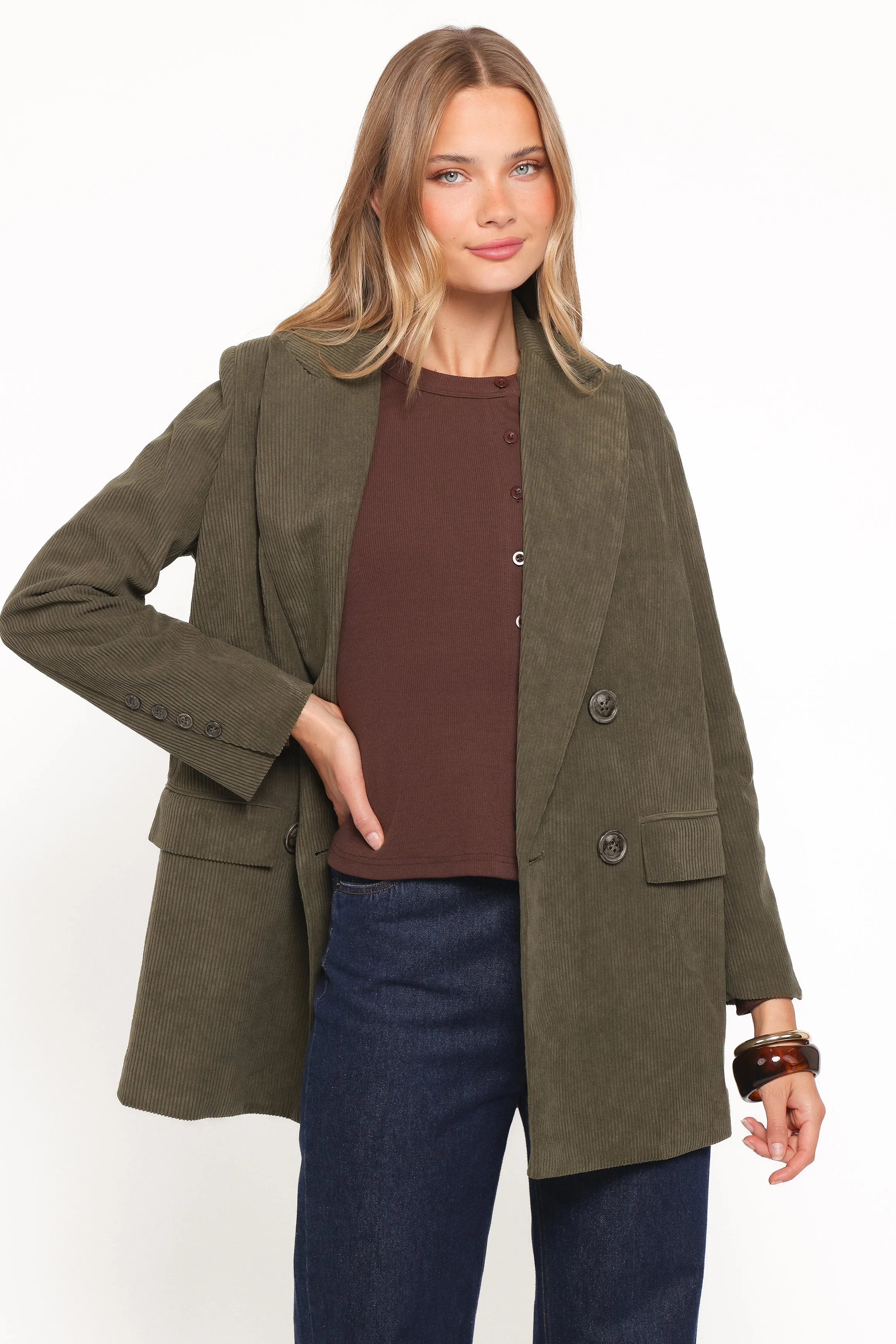 Madi Corduroy Blazer - Olive sold by Petal & Pup product image thumbnail 5