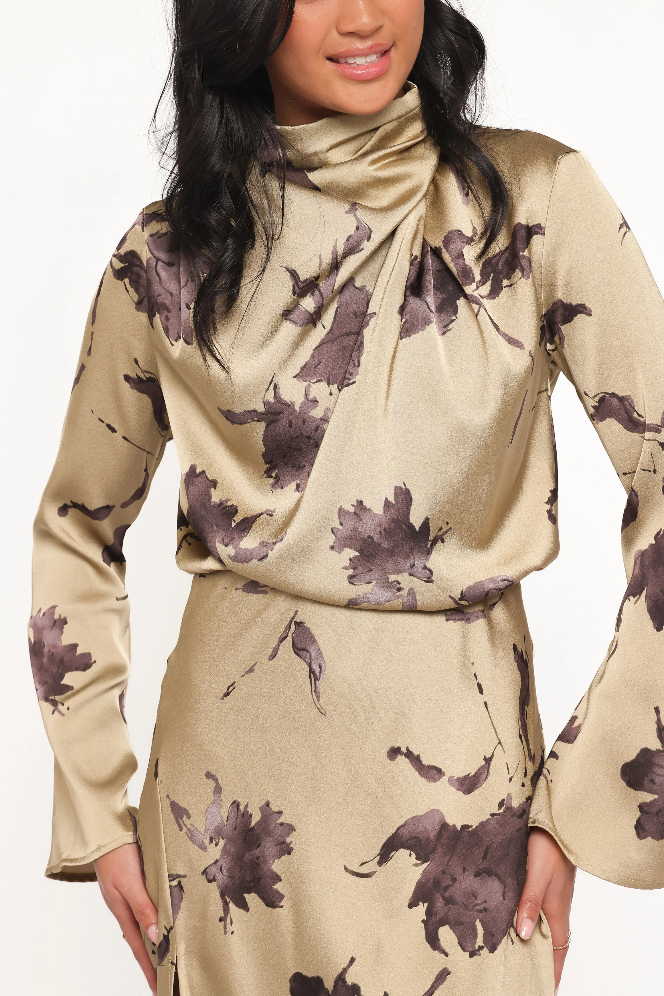 Kristyn Long Sleeve Midi Dress - Olive Floral sold by Petal & Pup product image thumbnail 2