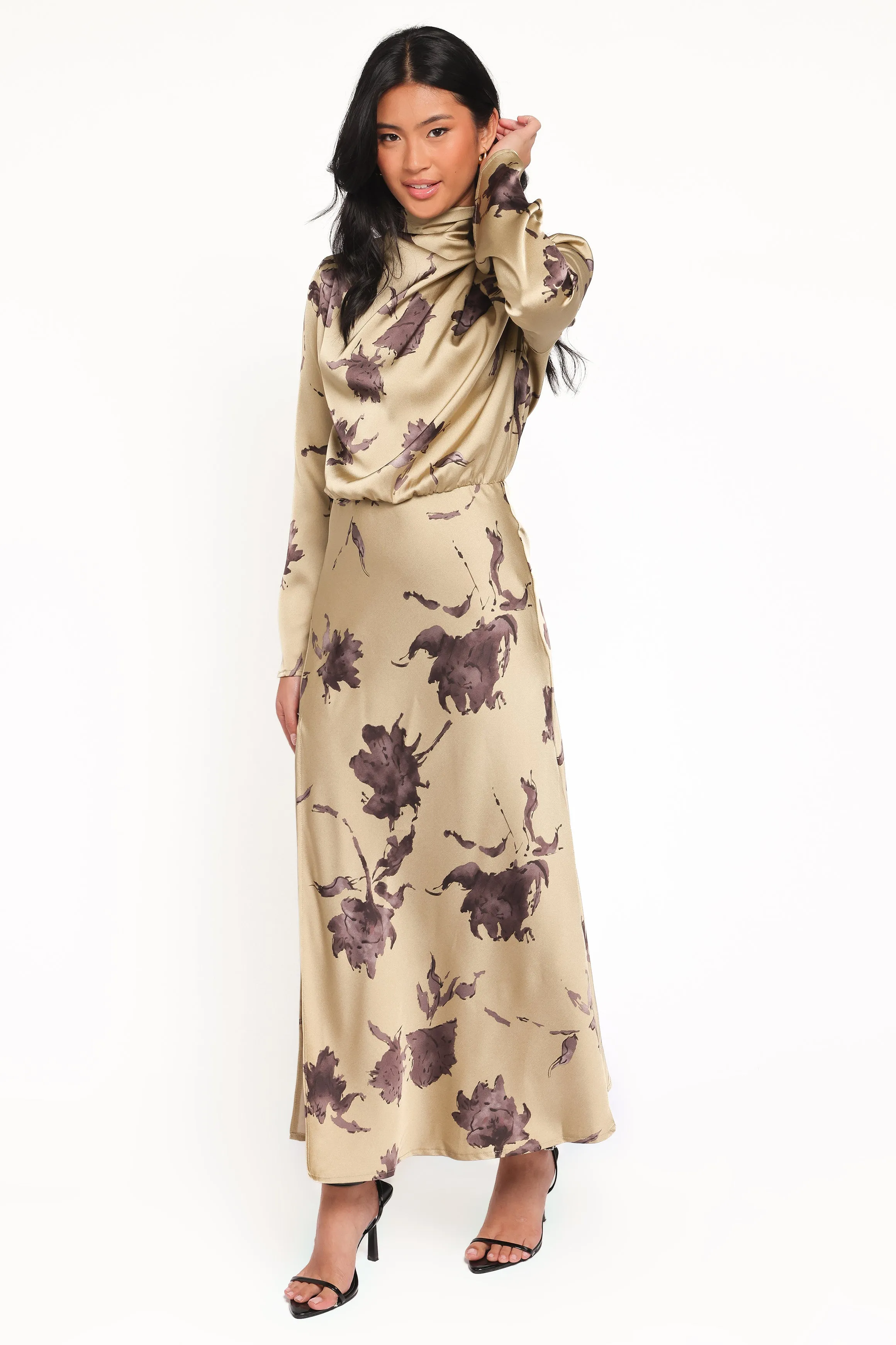 Kristyn Long Sleeve Midi Dress - Olive Floral sold by Petal & Pup product image thumbnail 3