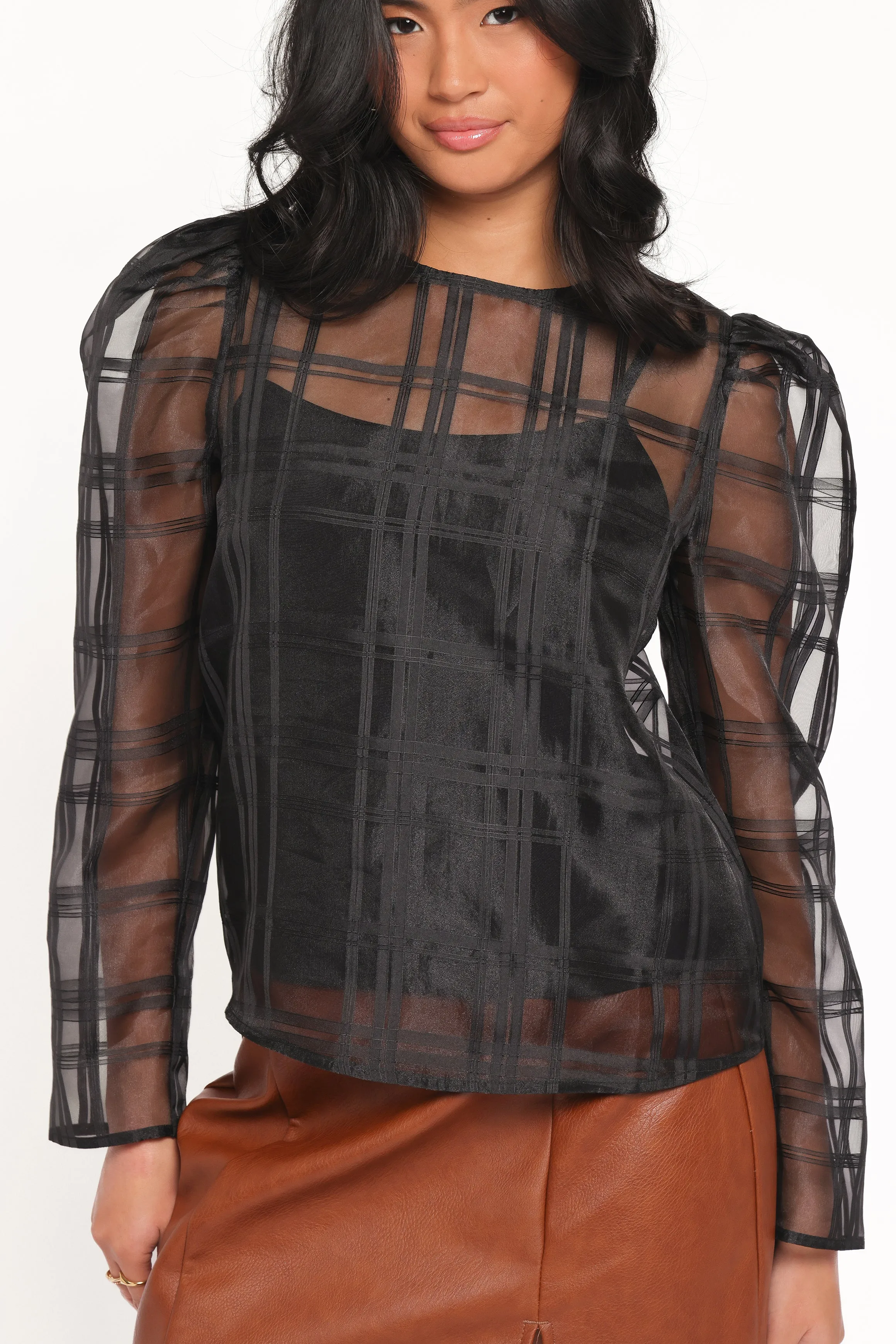 Peony Long Sleeve Sheer Top with Cami - Black sold by Petal & Pup product image thumbnail 5
