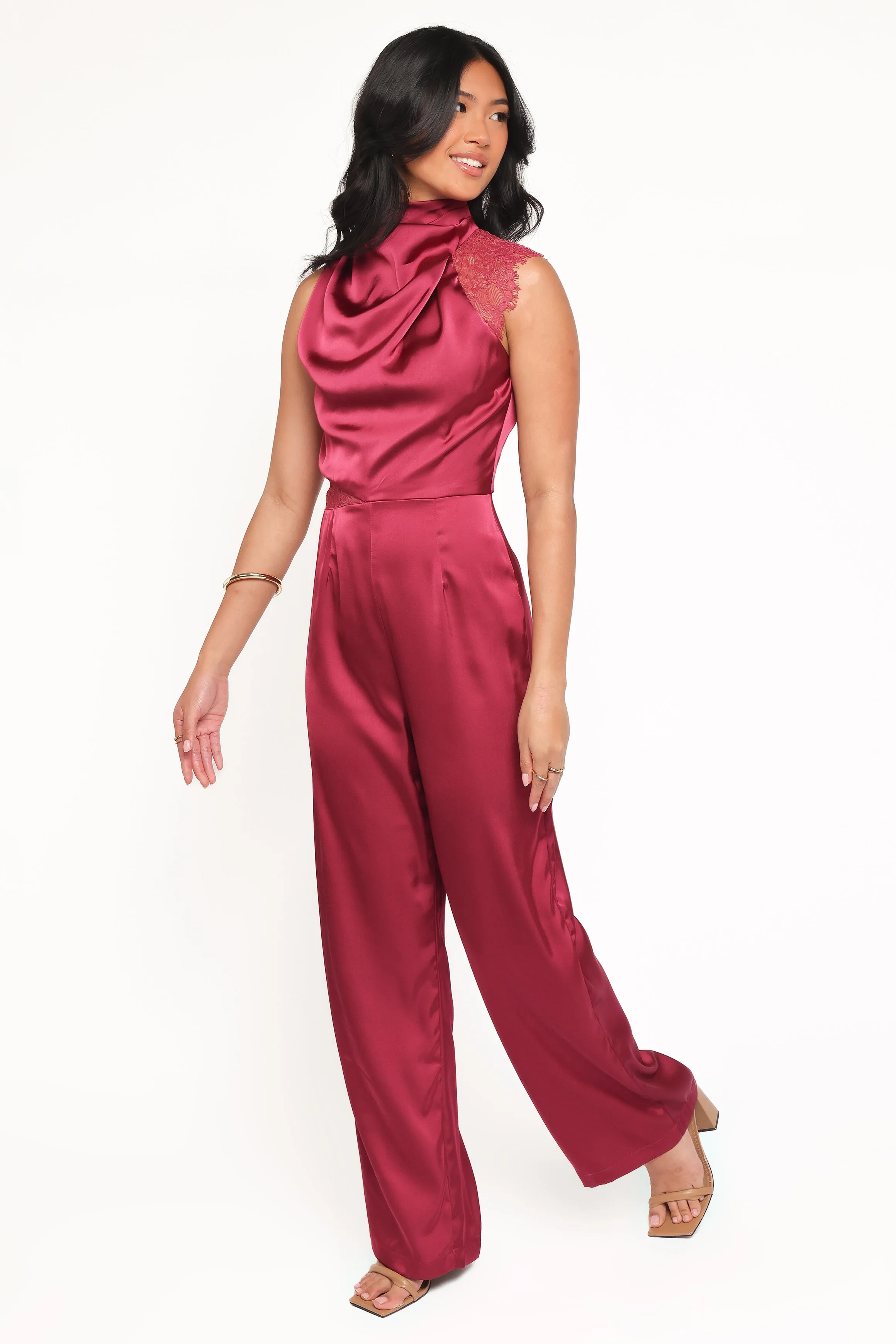 Brinley One Shoulder Jumpsuit - Berry sold by Petal & Pup product image thumbnail 3