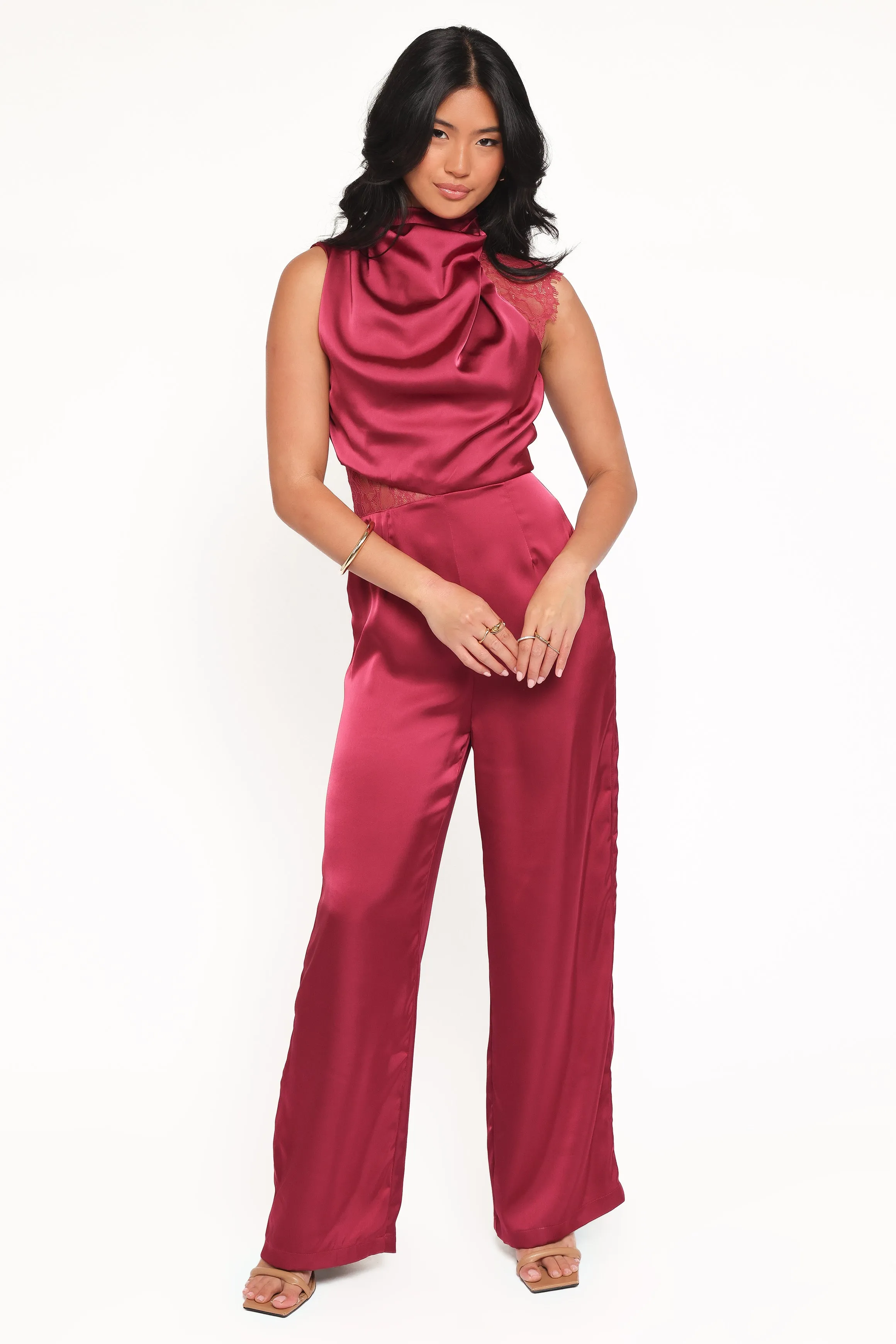 Brinley One Shoulder Jumpsuit - Berry sold by Petal & Pup