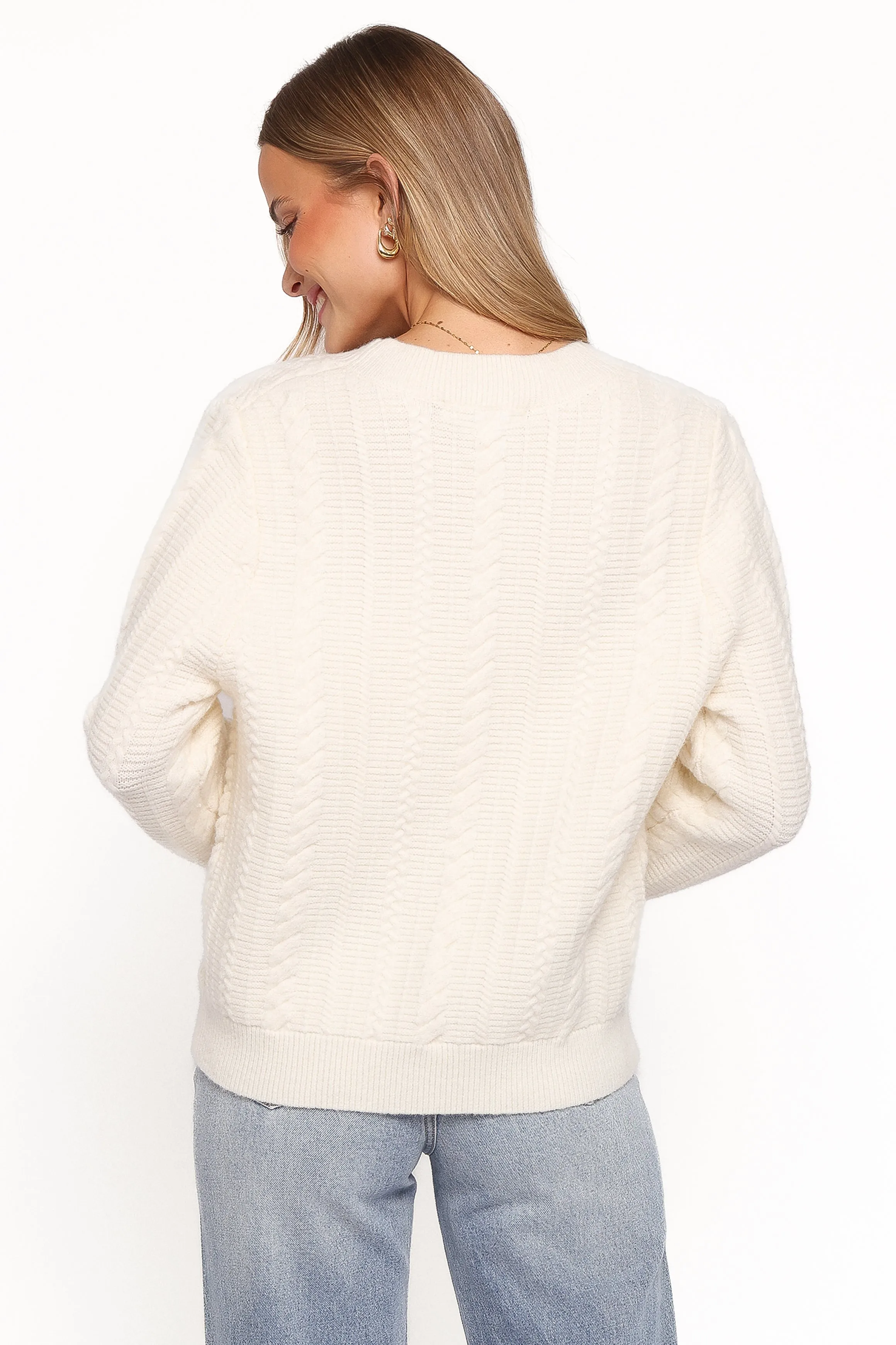 Bree Velvet Bow Cardigan - Cream sold by Petal & Pup product image thumbnail 4