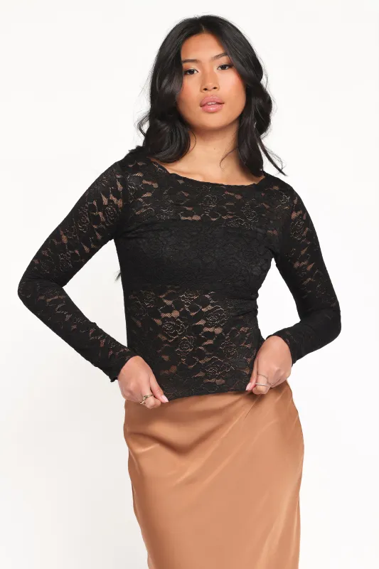Iveta Lace Top - Black sold by Petal & Pup