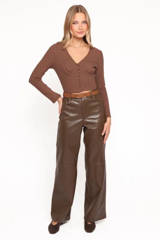 Emer Leather Jean - Chocolate Brown sold by Petal & Pup