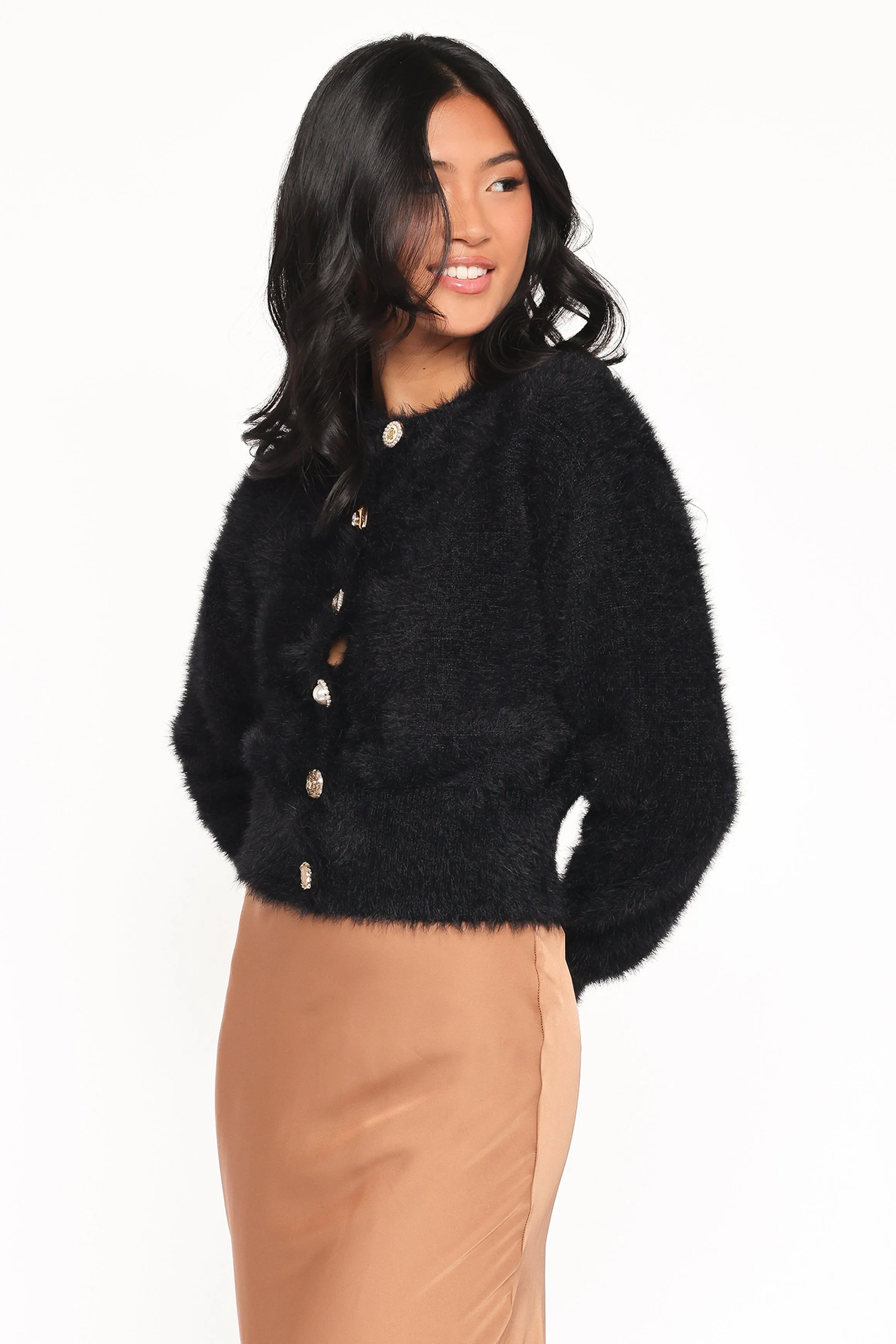 Jintie Vintage Button Cardigan - Black sold by Petal & Pup product image thumbnail 3