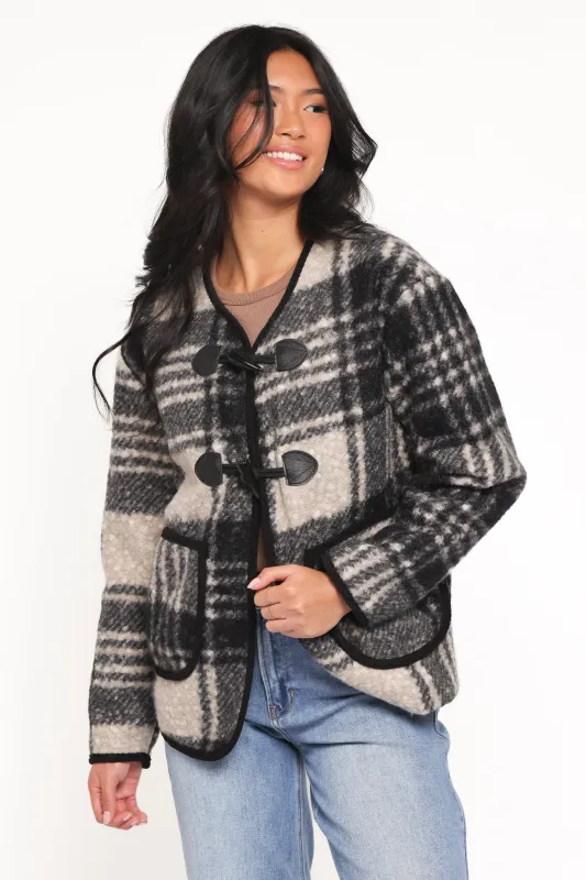 Austin Plaid Jacket - Black sold by Petal & Pup
