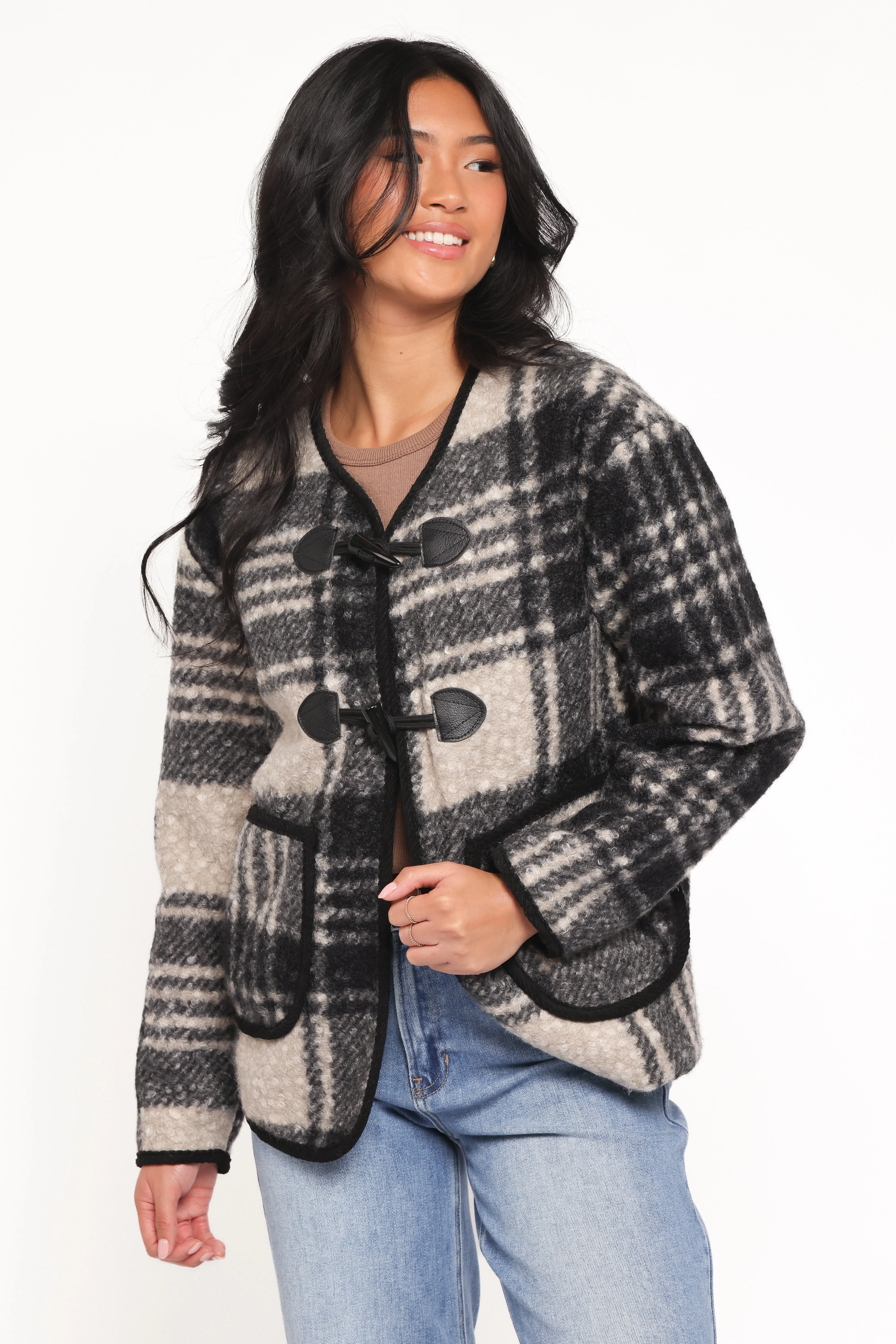 Austin Plaid Jacket - Black sold by Petal & Pup