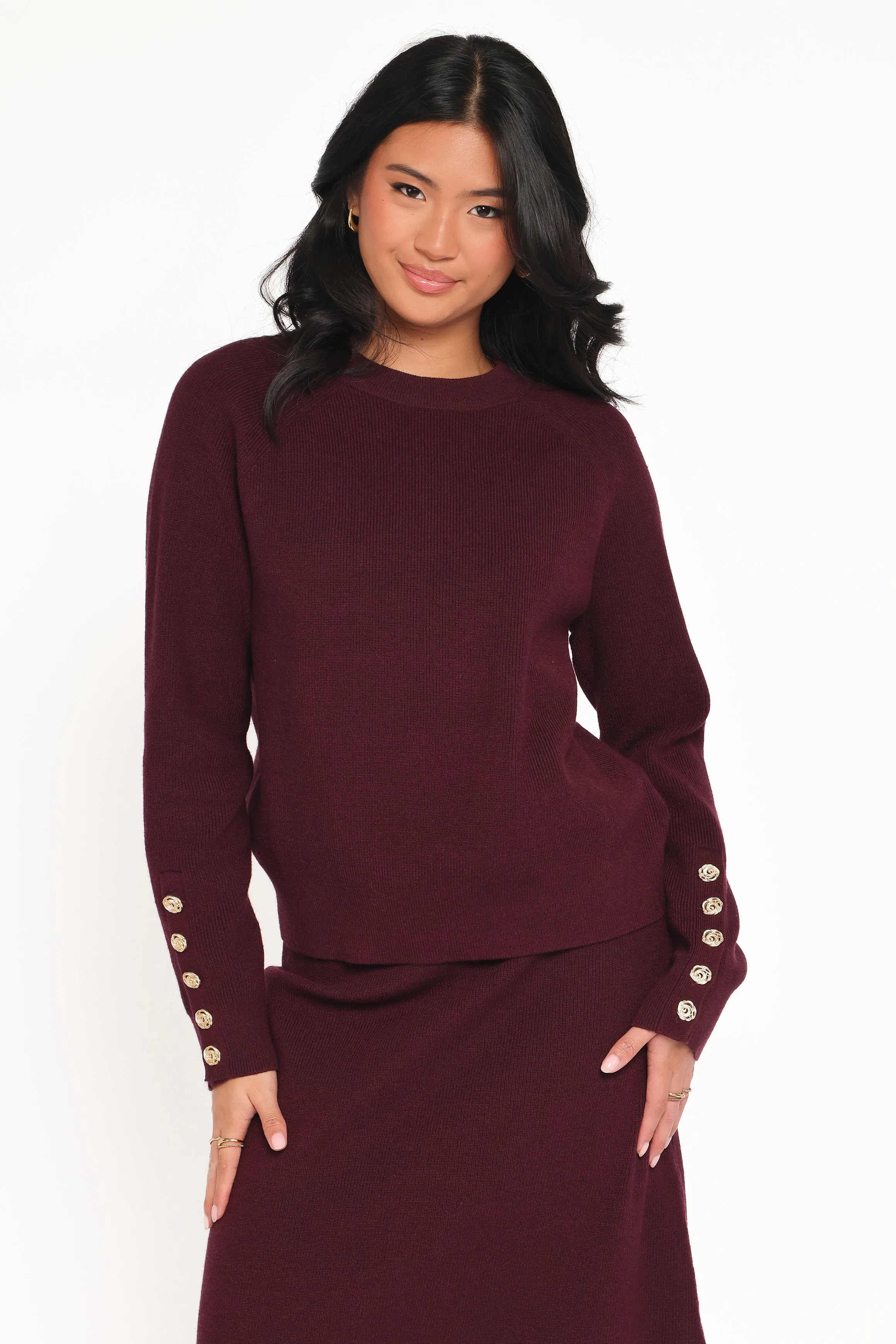 Bridget Maxi Skirt Sweater Set - Maroon sold by Petal & Pup product image thumbnail 2
