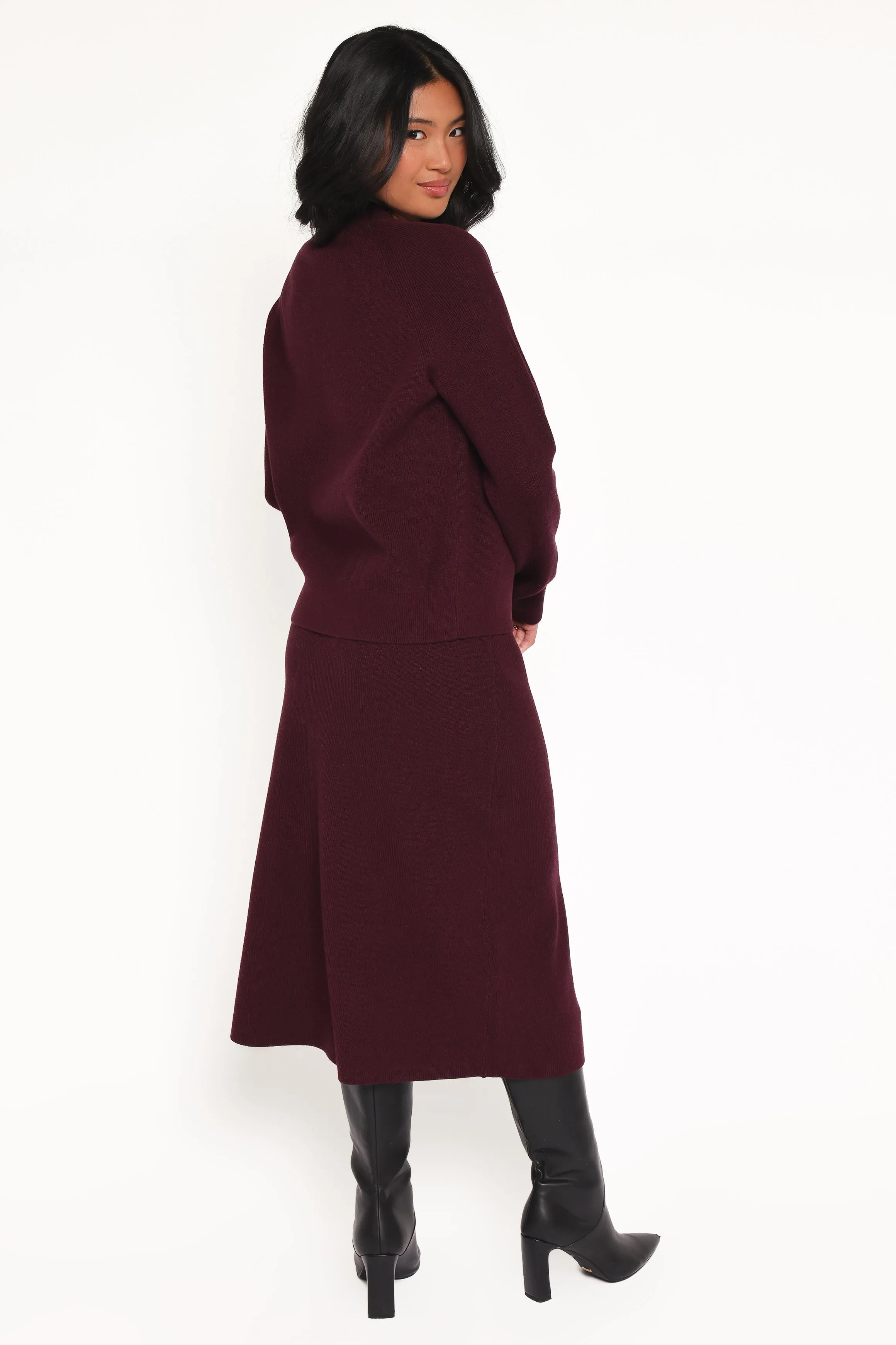 Bridget Maxi Skirt Sweater Set - Maroon sold by Petal & Pup product image thumbnail 4