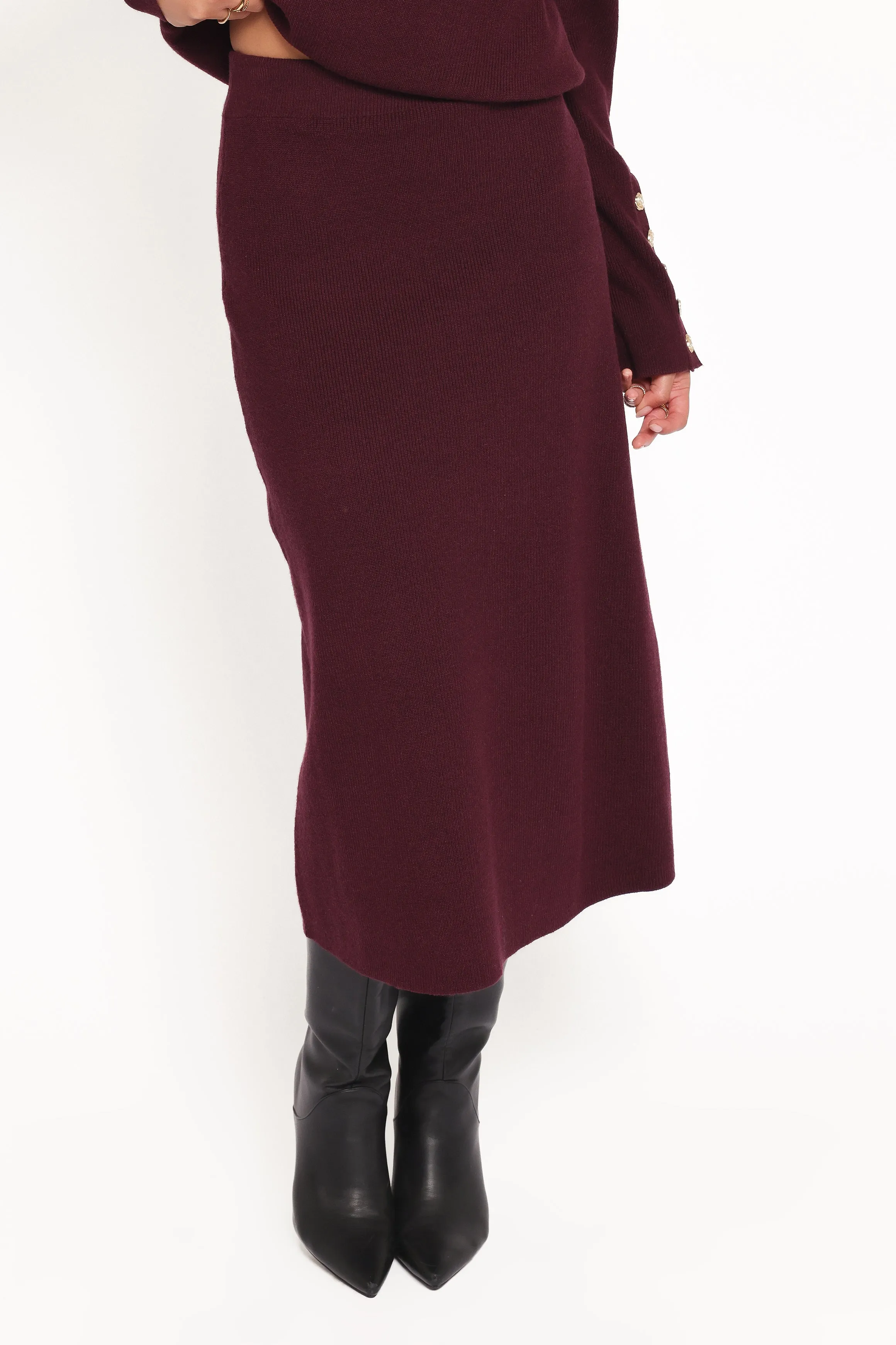 Bridget Maxi Skirt Sweater Set - Maroon sold by Petal & Pup product image thumbnail 5