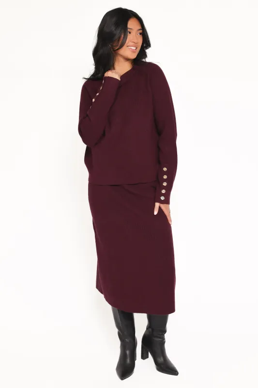 Bridget Maxi Skirt Sweater Set - Maroon sold by Petal & Pup