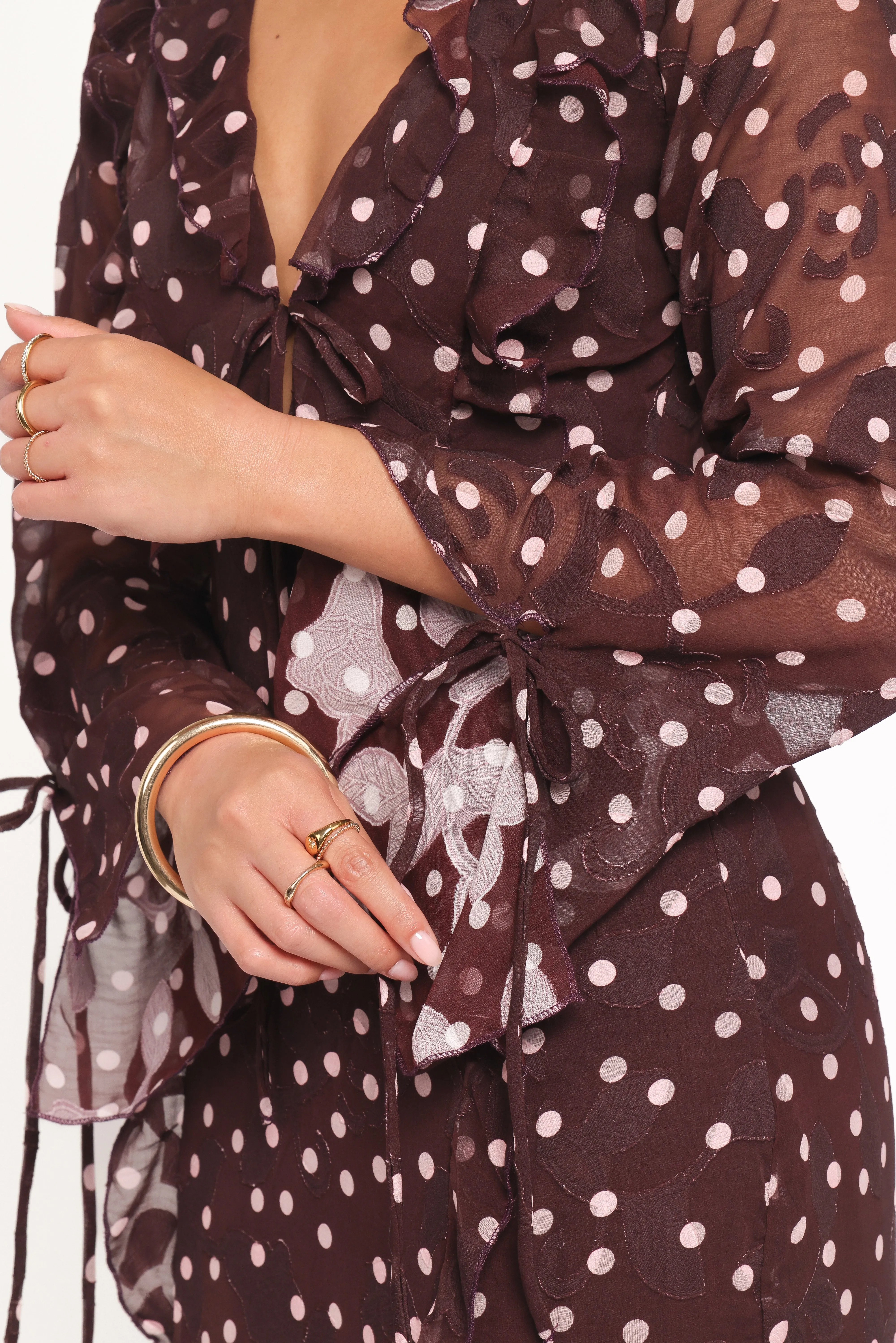 Delta Maxi Dress - Plum Polka Dot sold by Petal & Pup product image thumbnail 2