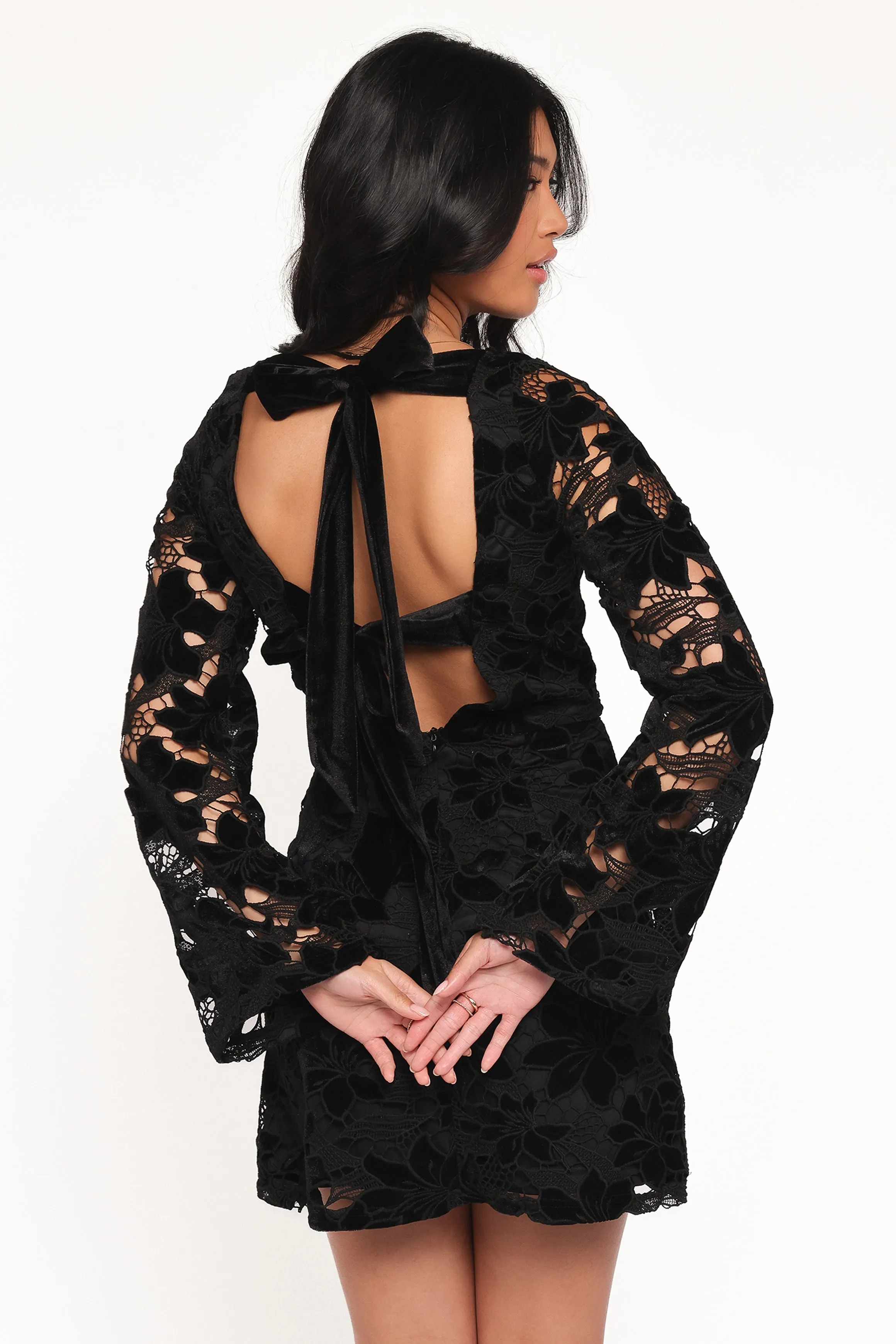 Cynthia Velvet Lace Mini Dress - Black sold by Petal & Pup product image thumbnail 4