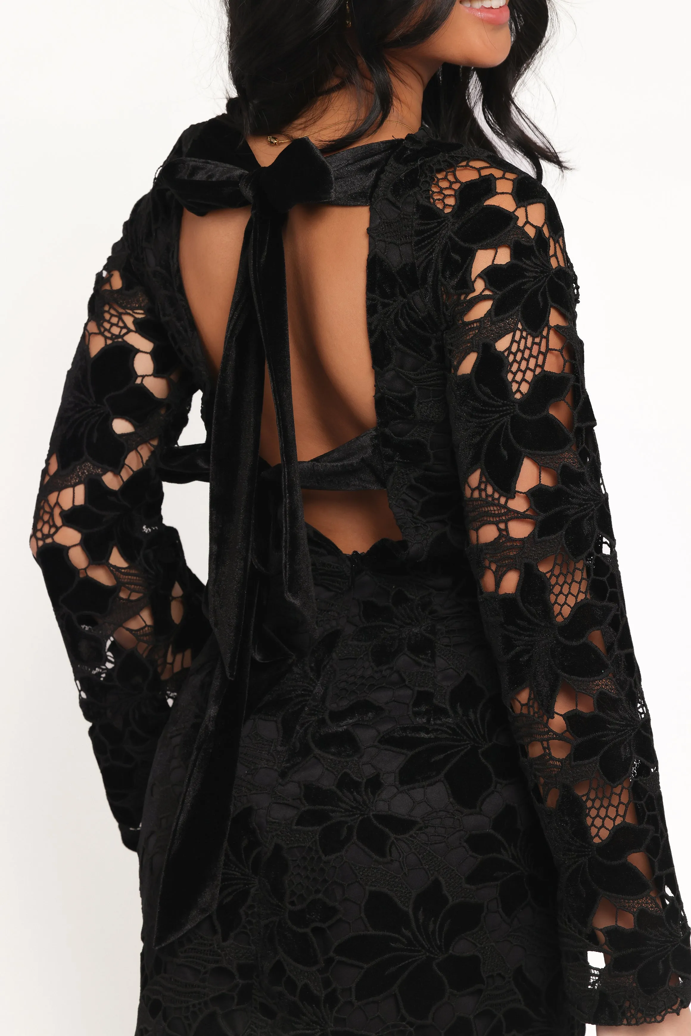 Cynthia Velvet Lace Mini Dress - Black sold by Petal & Pup product image thumbnail 5