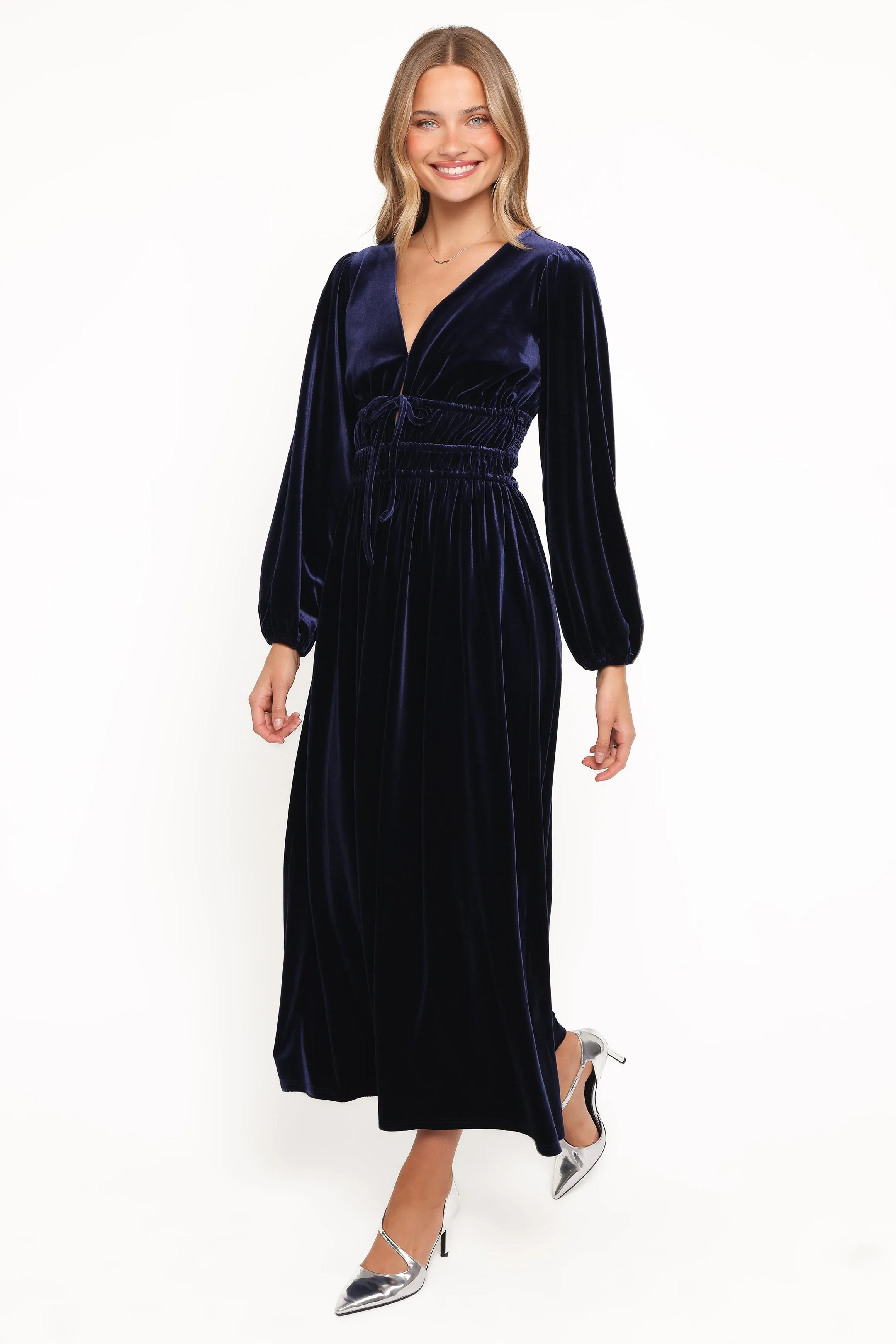 Cece Velvet Long Sleeve Maxi Dress - Midnight Blue sold by Petal & Pup product image thumbnail 3