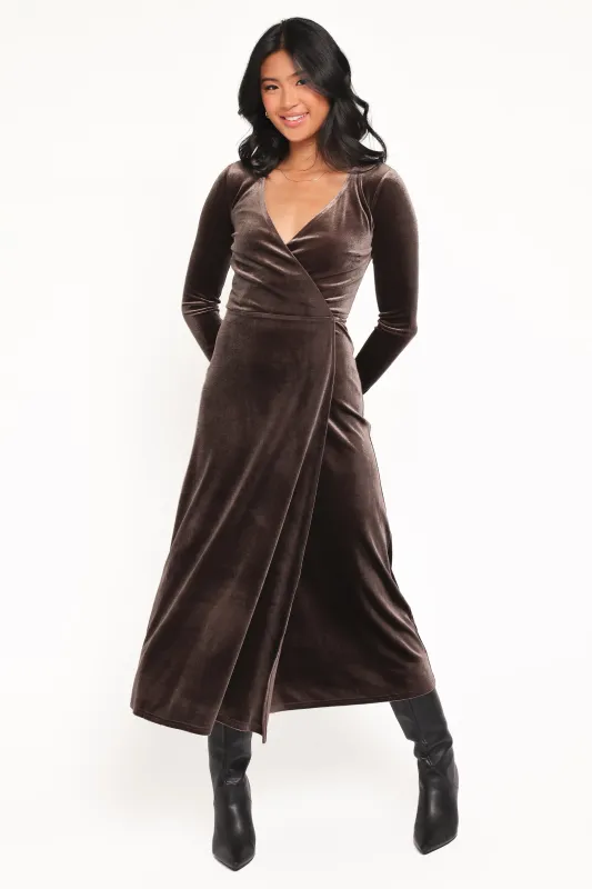 Darby Long Sleeve Midi Dress - Dark Brown sold by Petal & Pup