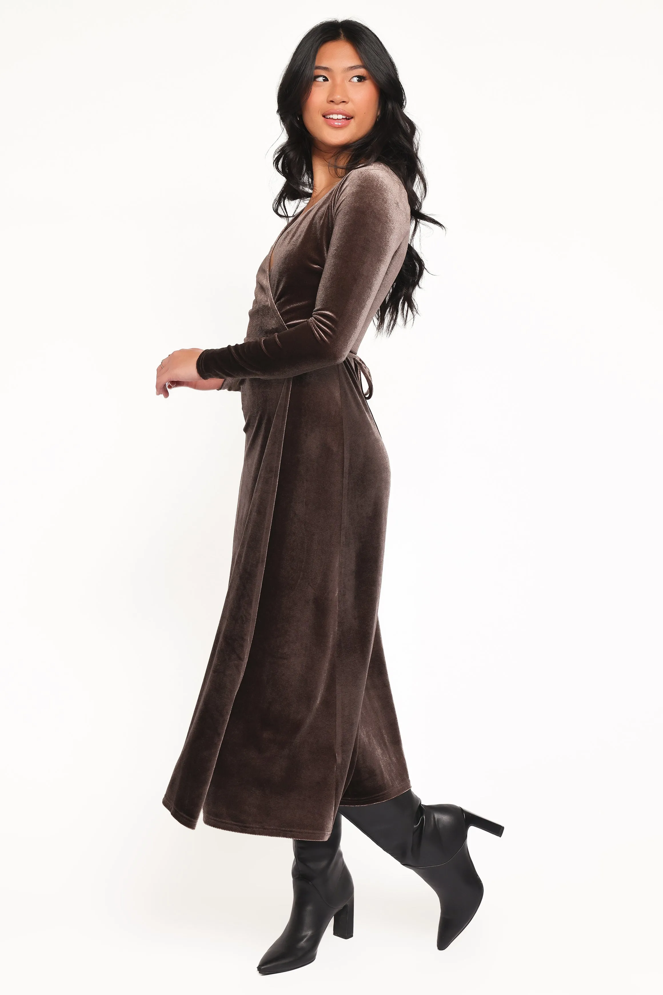 Darby Long Sleeve Midi Dress - Dark Brown sold by Petal & Pup product image thumbnail 2