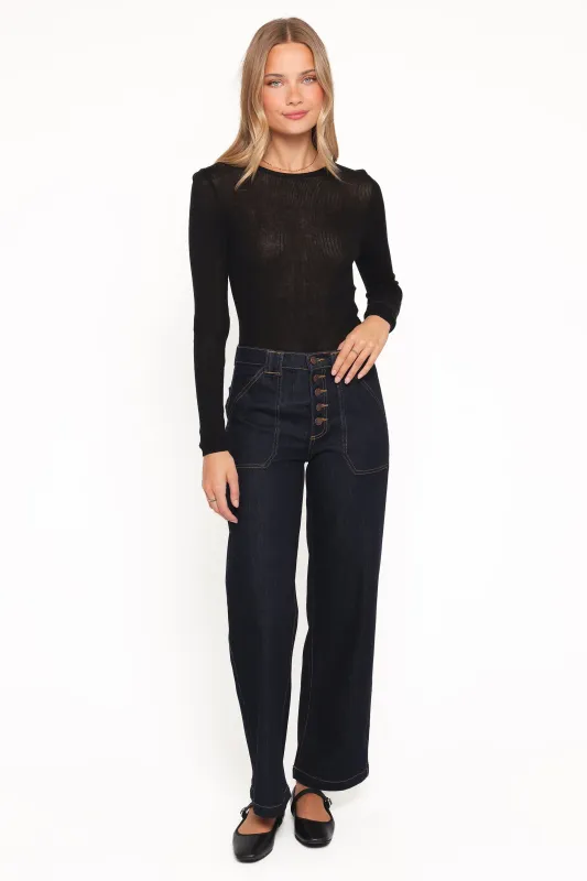 Jacinta Button Down Slim Wide Jean - Dark Wash sold by Petal & Pup