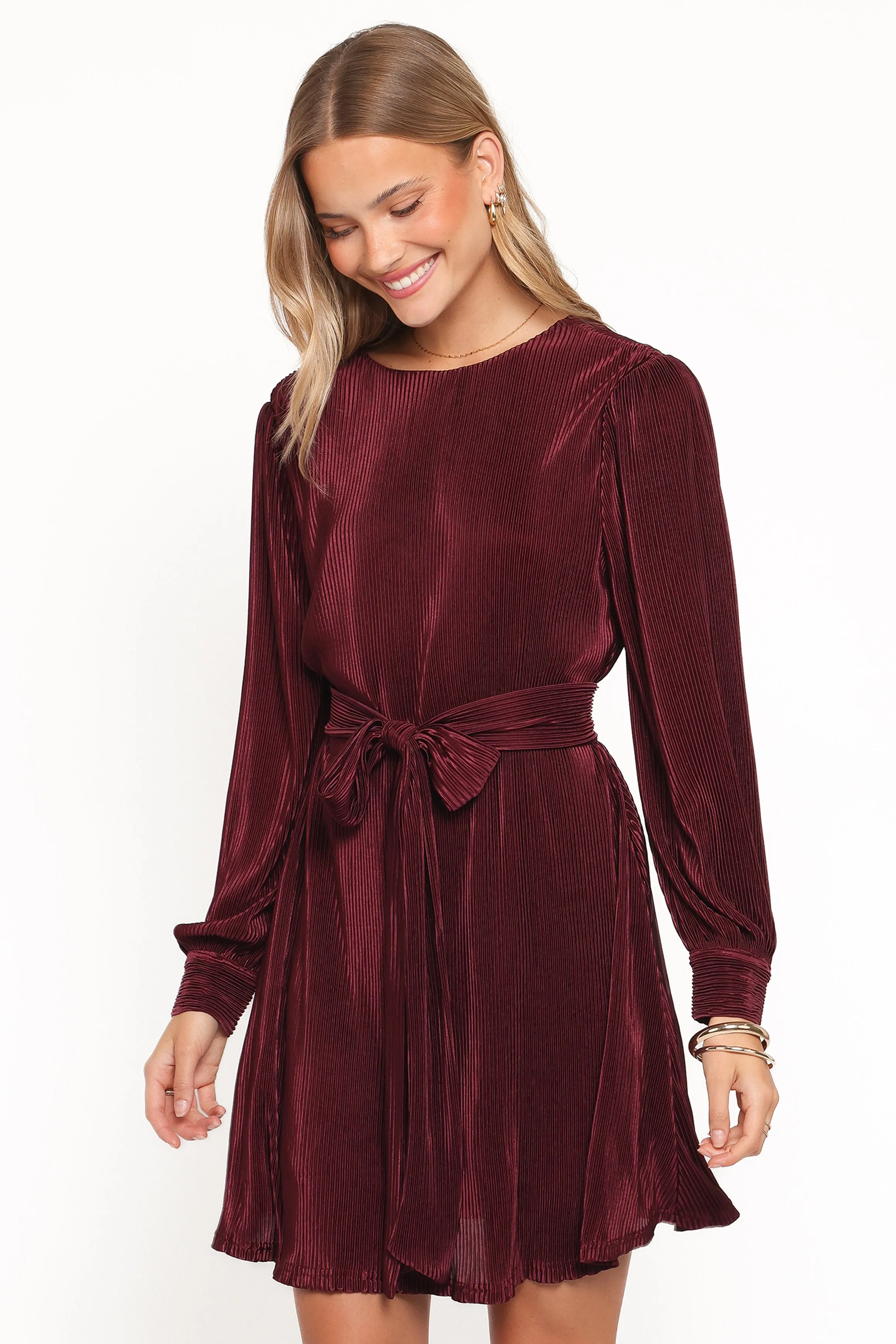 Joy Plisse Mini Dress - Burgundy sold by Petal & Pup product image thumbnail 2