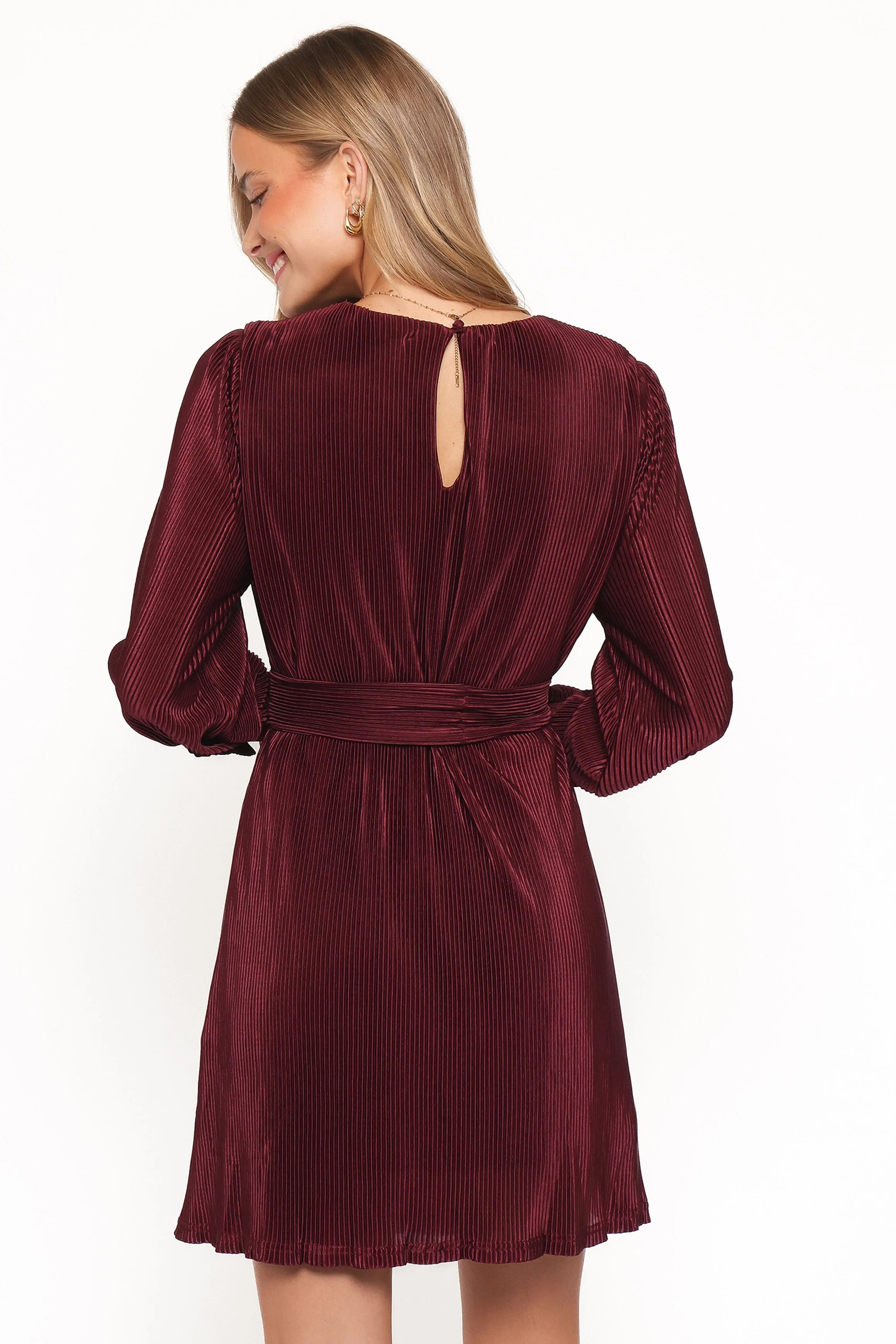 Joy Plisse Mini Dress - Burgundy sold by Petal & Pup product image thumbnail 4