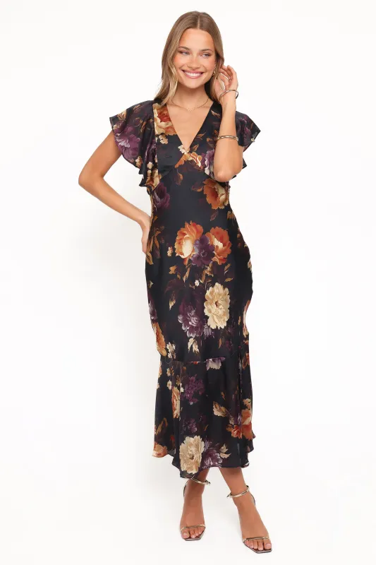 Evonne Midi Dress - Nightfall Floral sold by Petal & Pup