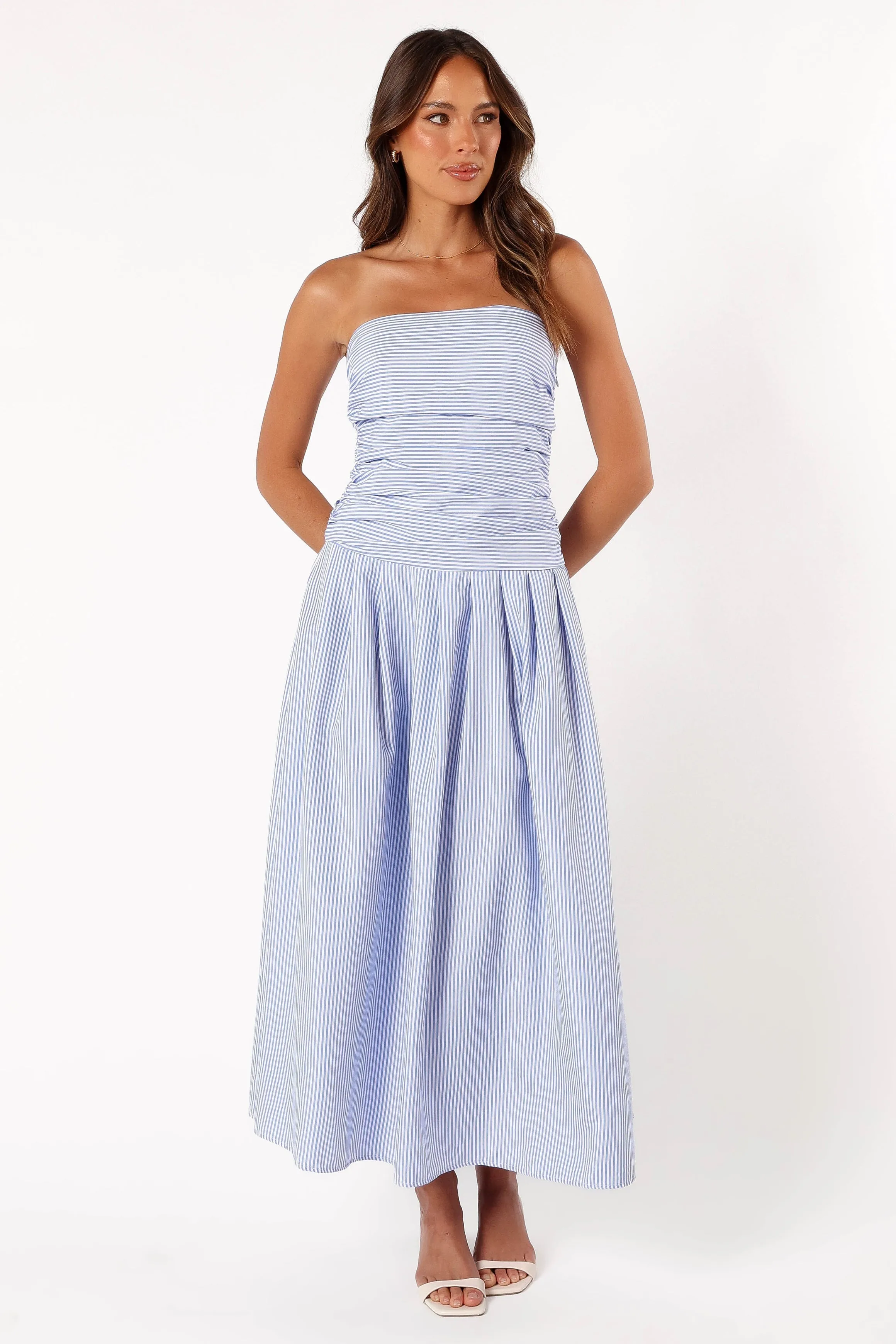 Avalee Strapless Maxi Dress - Blue Stripe sold by Petal & Pup product image thumbnail 3