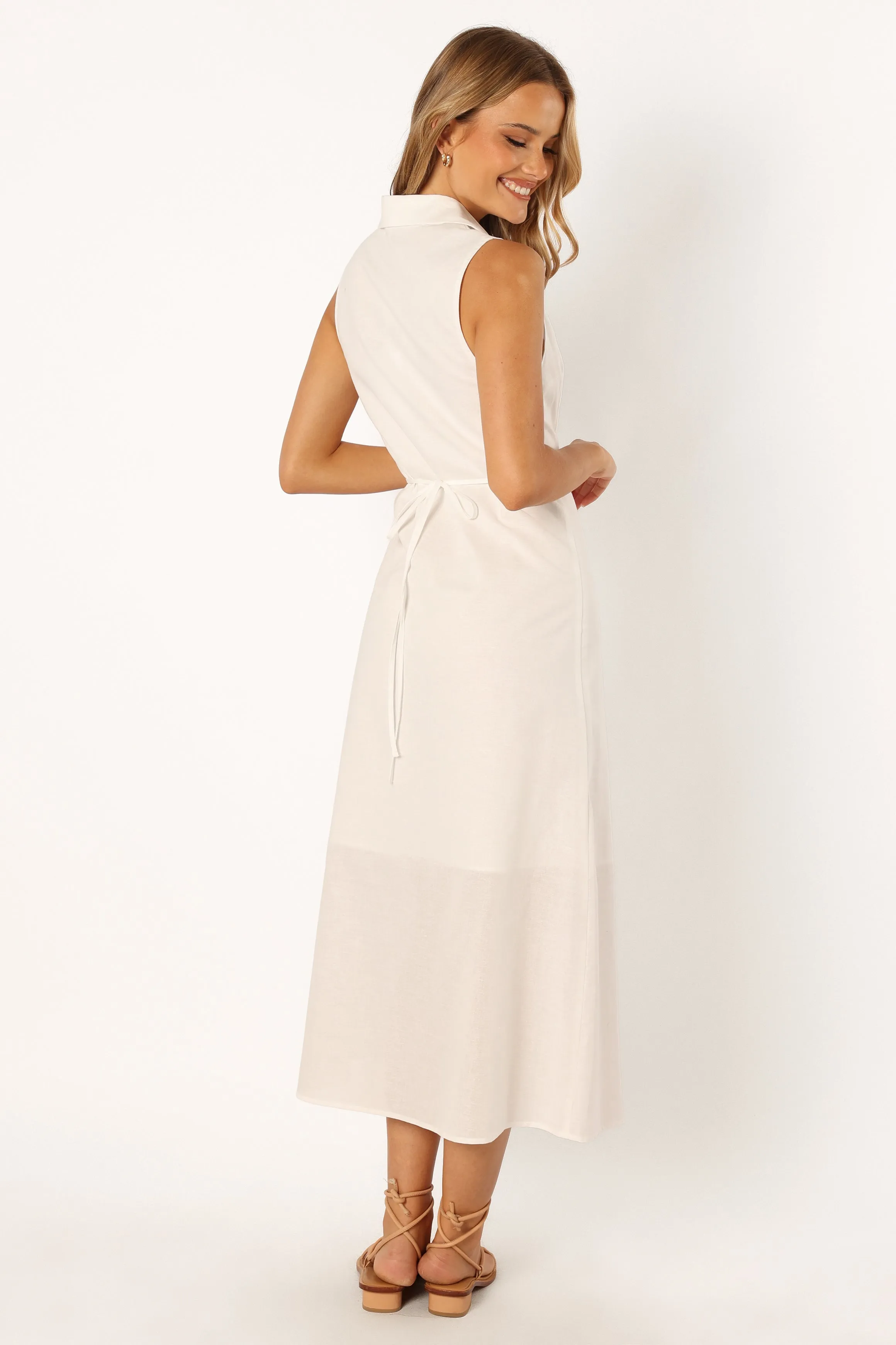 Sana Button Down Midi Dress - White sold by Petal & Pup product image thumbnail 3