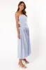 Avalee Strapless Maxi Dress - Blue Stripe sold by Petal & Pup