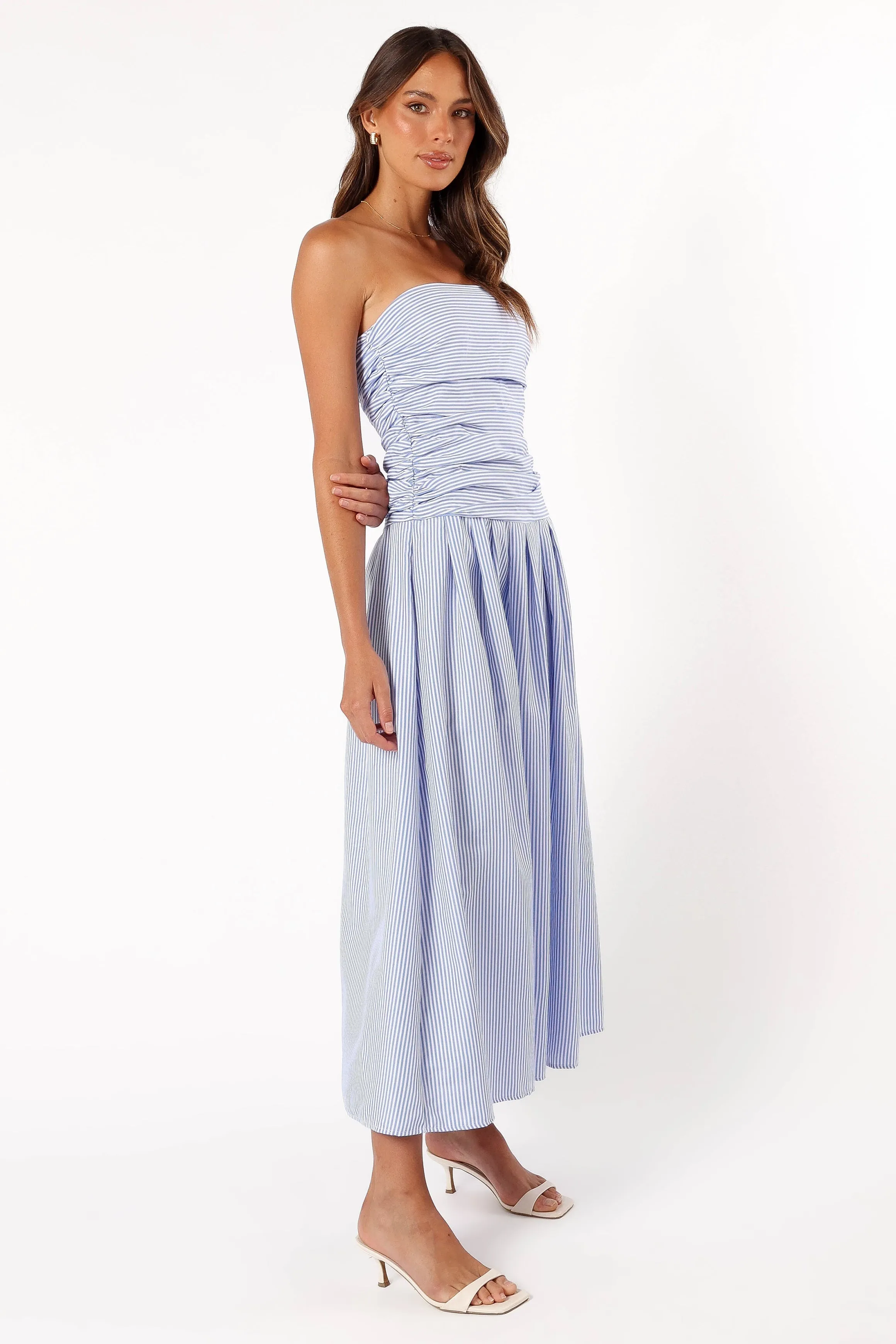 Avalee Strapless Maxi Dress - Blue Stripe sold by Petal & Pup product image thumbnail 4