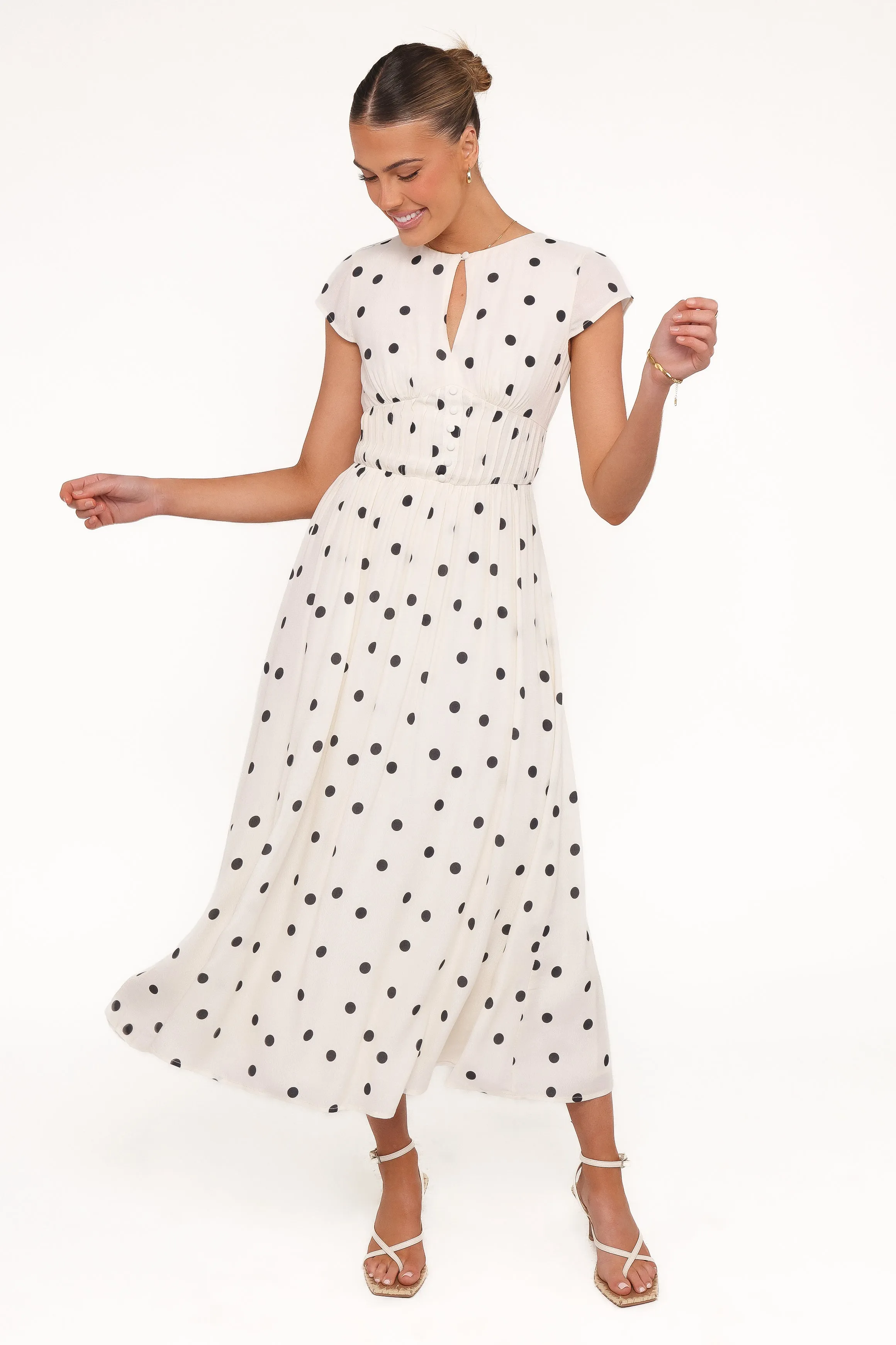 Darline Midi Dress - White Polka Dot sold by Petal & Pup product image thumbnail 5