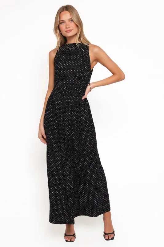 Shirley Maxi Dress - Black Polka Dot sold by Petal & Pup