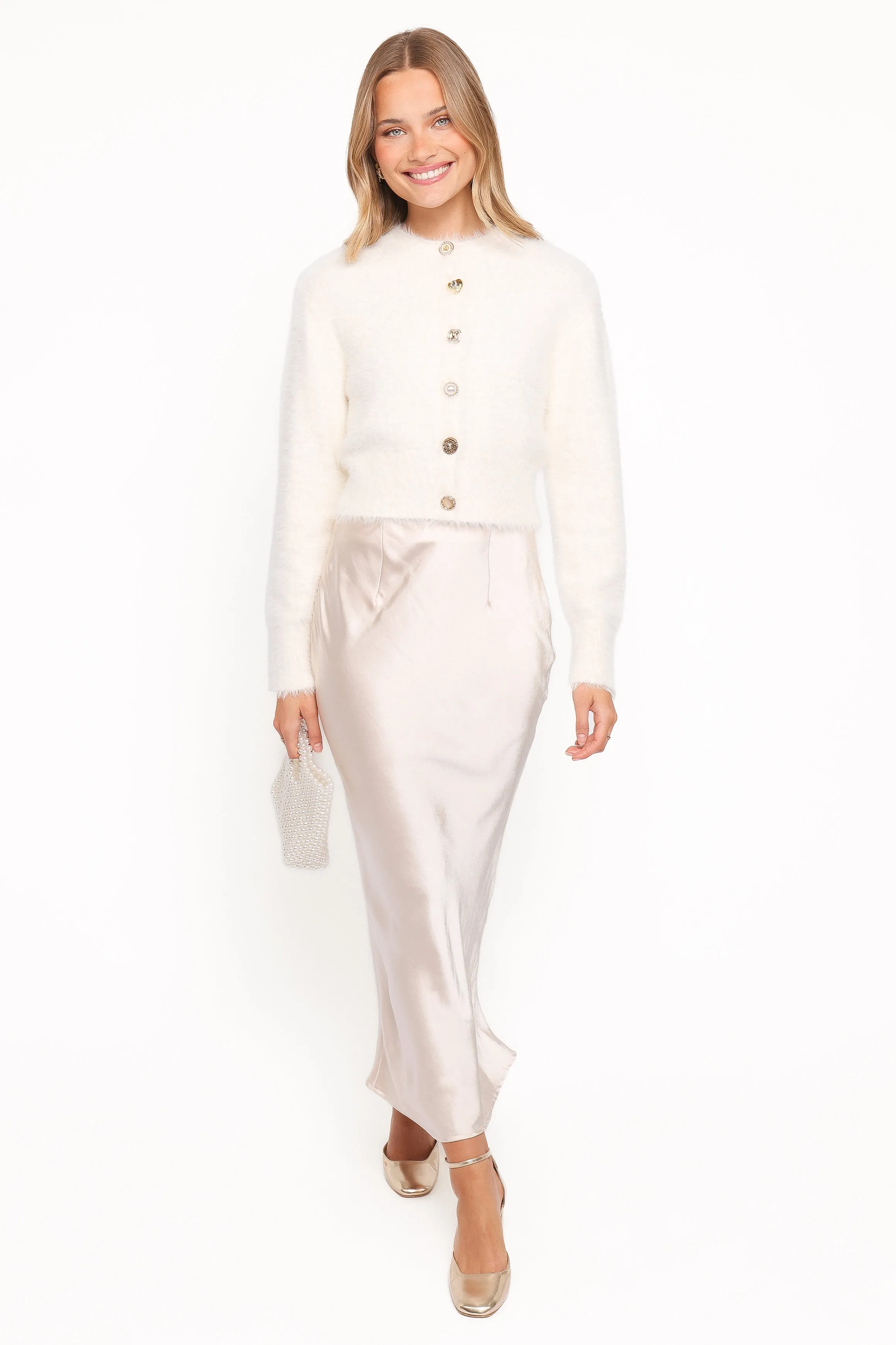 Jintie Vintage Button Cardigan - Cream sold by Petal & Pup product image thumbnail 5