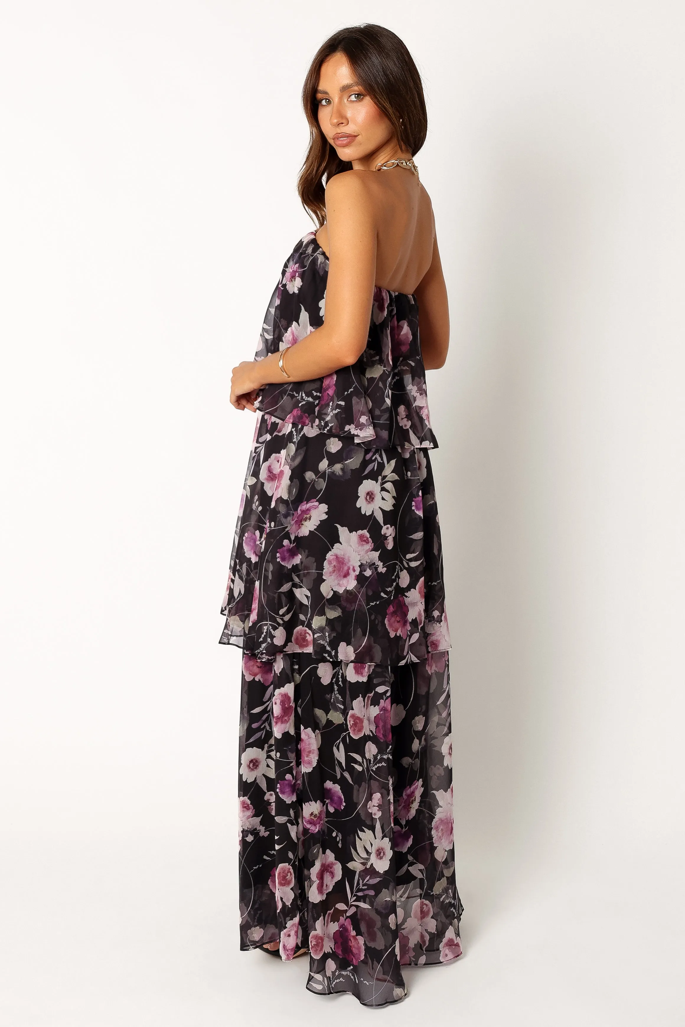 Bloom Strapless Maxi Dress - Black Floral sold by Petal & Pup product image thumbnail 3