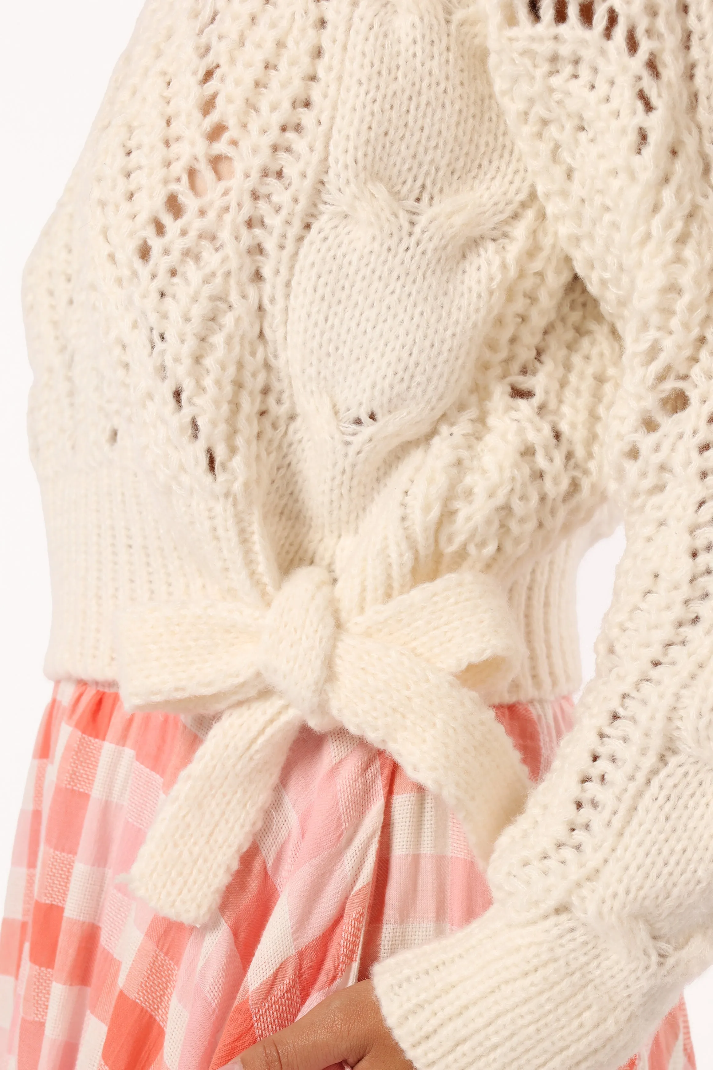 Birdie Tie Side Knit Sweater - Cream sold by Petal & Pup product image thumbnail 4