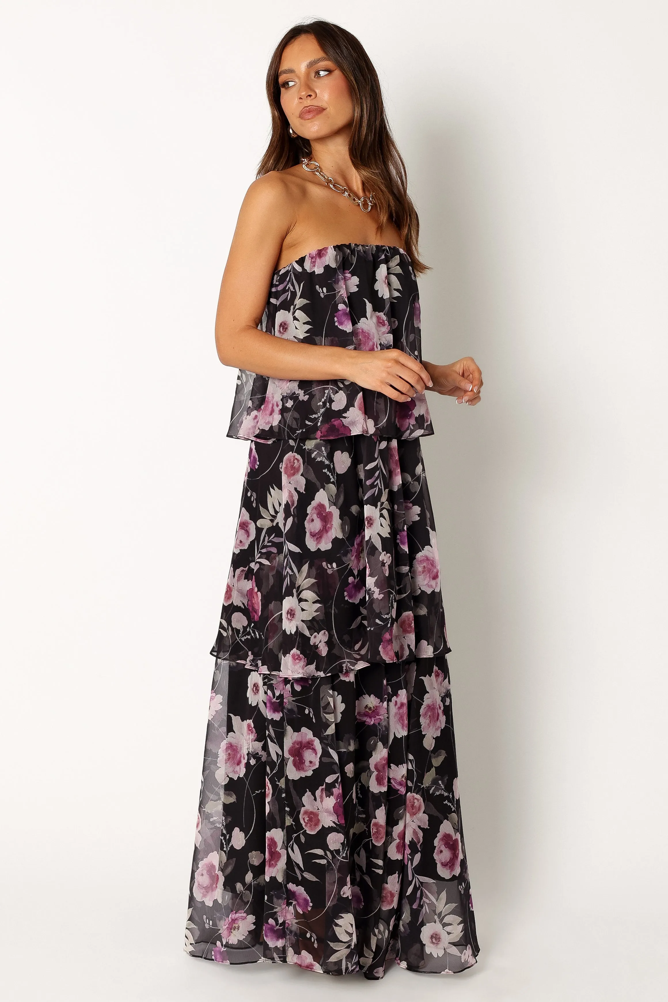 Bloom Strapless Maxi Dress - Black Floral sold by Petal & Pup product image thumbnail 4
