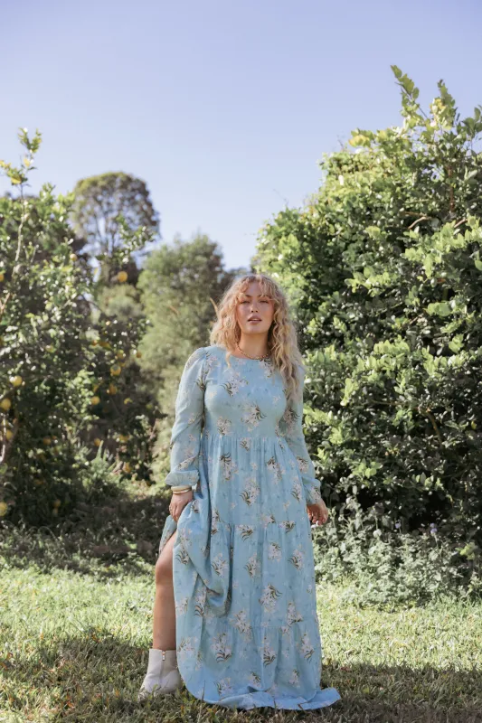 Bernice Maxi Dress - Blue Floral made by Petal & Pup