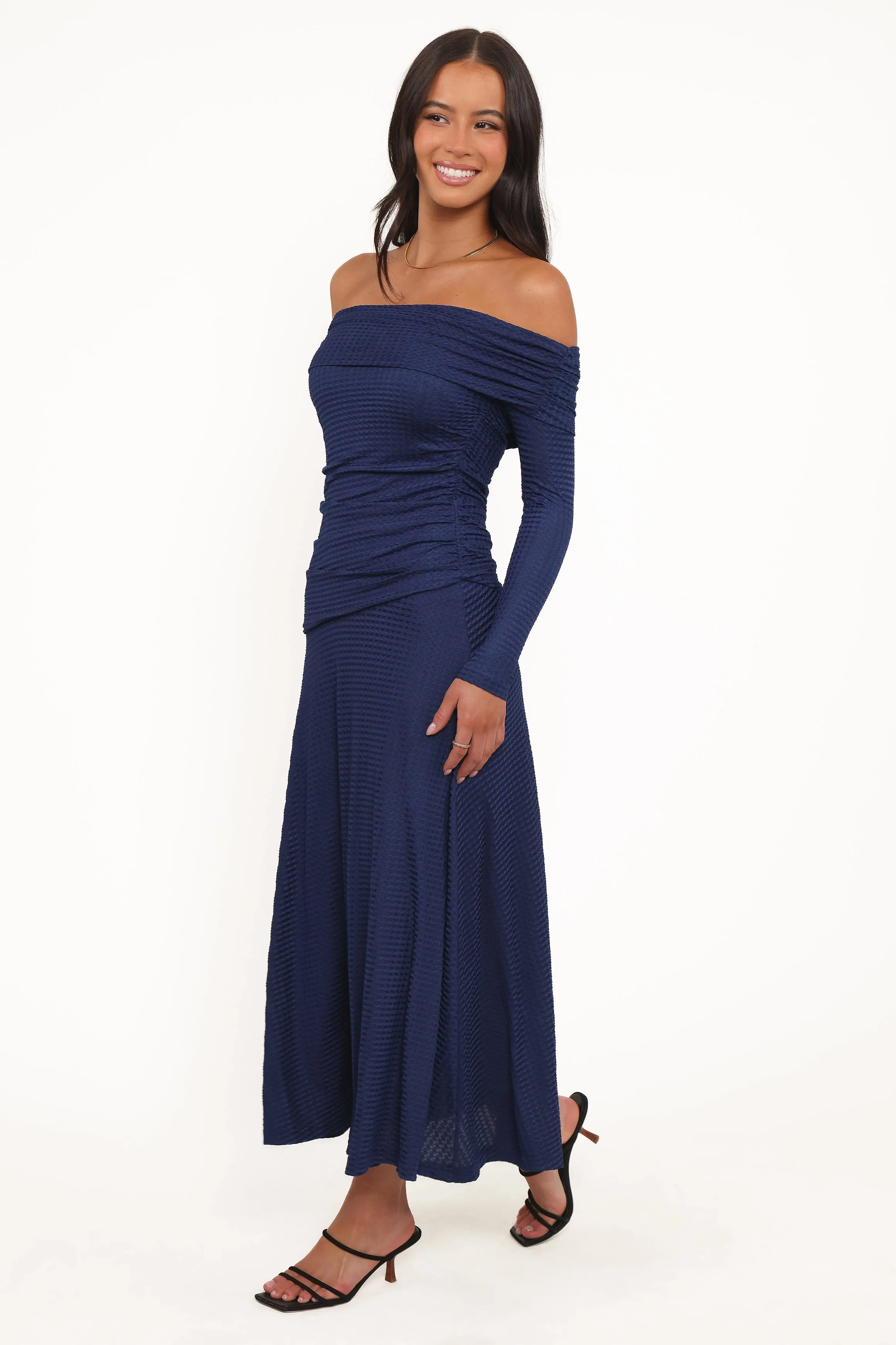 Katiya Off Shoulder Dress - Navy sold by Petal & Pup product image thumbnail 4