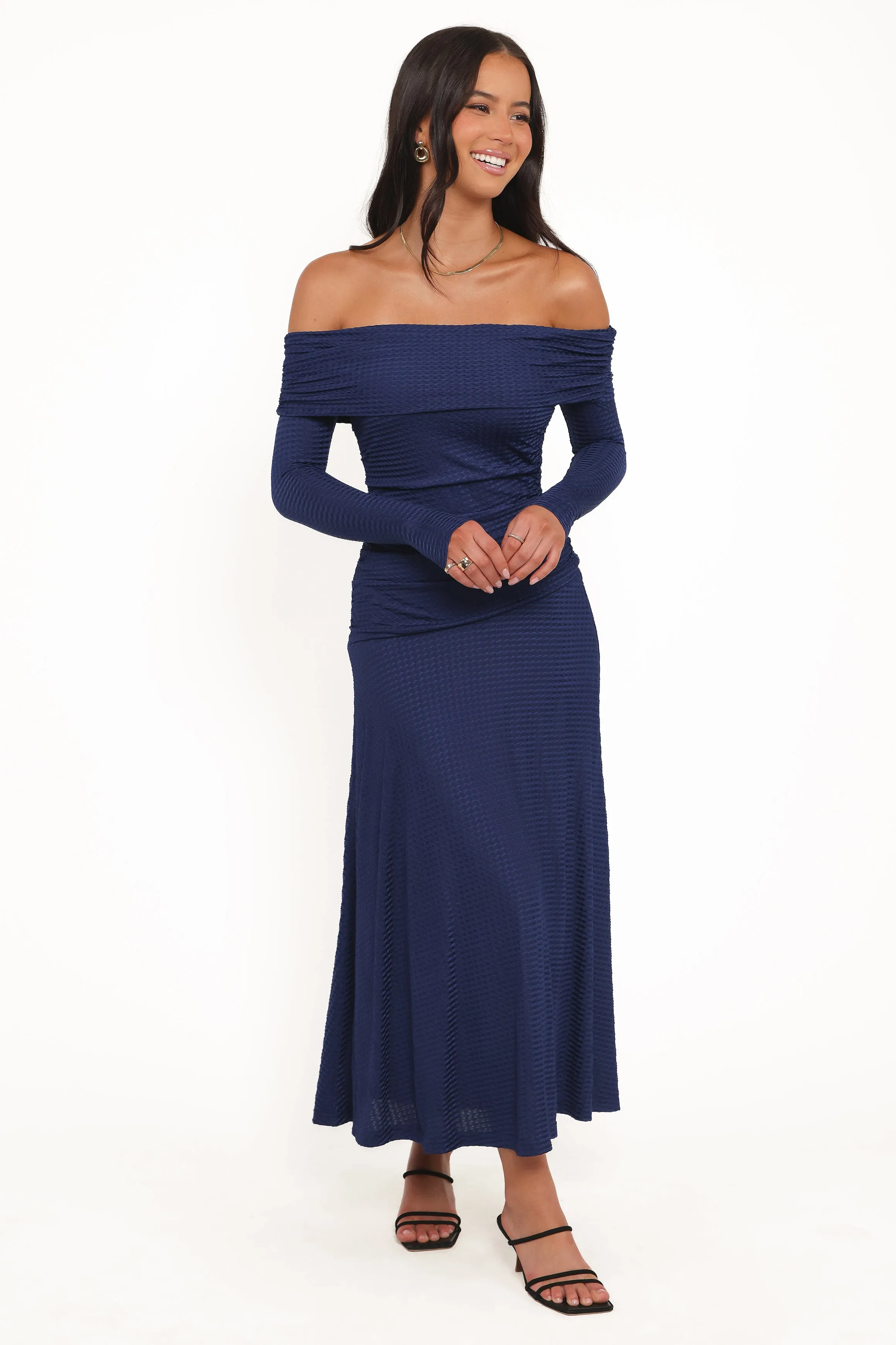 Katiya Off Shoulder Dress - Navy sold by Petal & Pup product image thumbnail 2