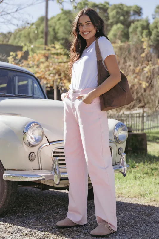 Ailis Wide Leg Jean - Dusty Pink sold by Petal & Pup