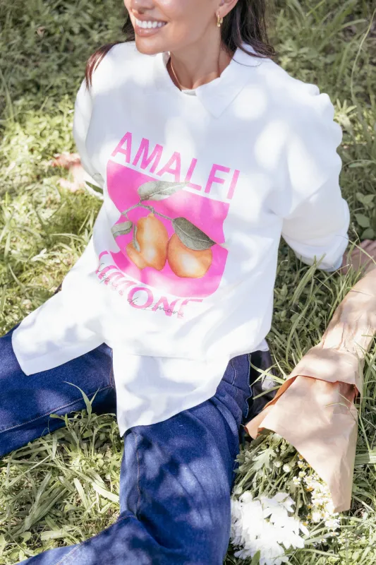 Amalfi Graphic Sweatshirt - White sold by Petal & Pup