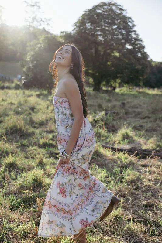 Amora Strapless Maxi Dress - Rose Tile sold by Petal & Pup