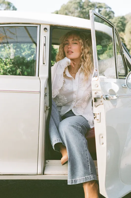 Carol Lace Shirt - White made by Petal & Pup