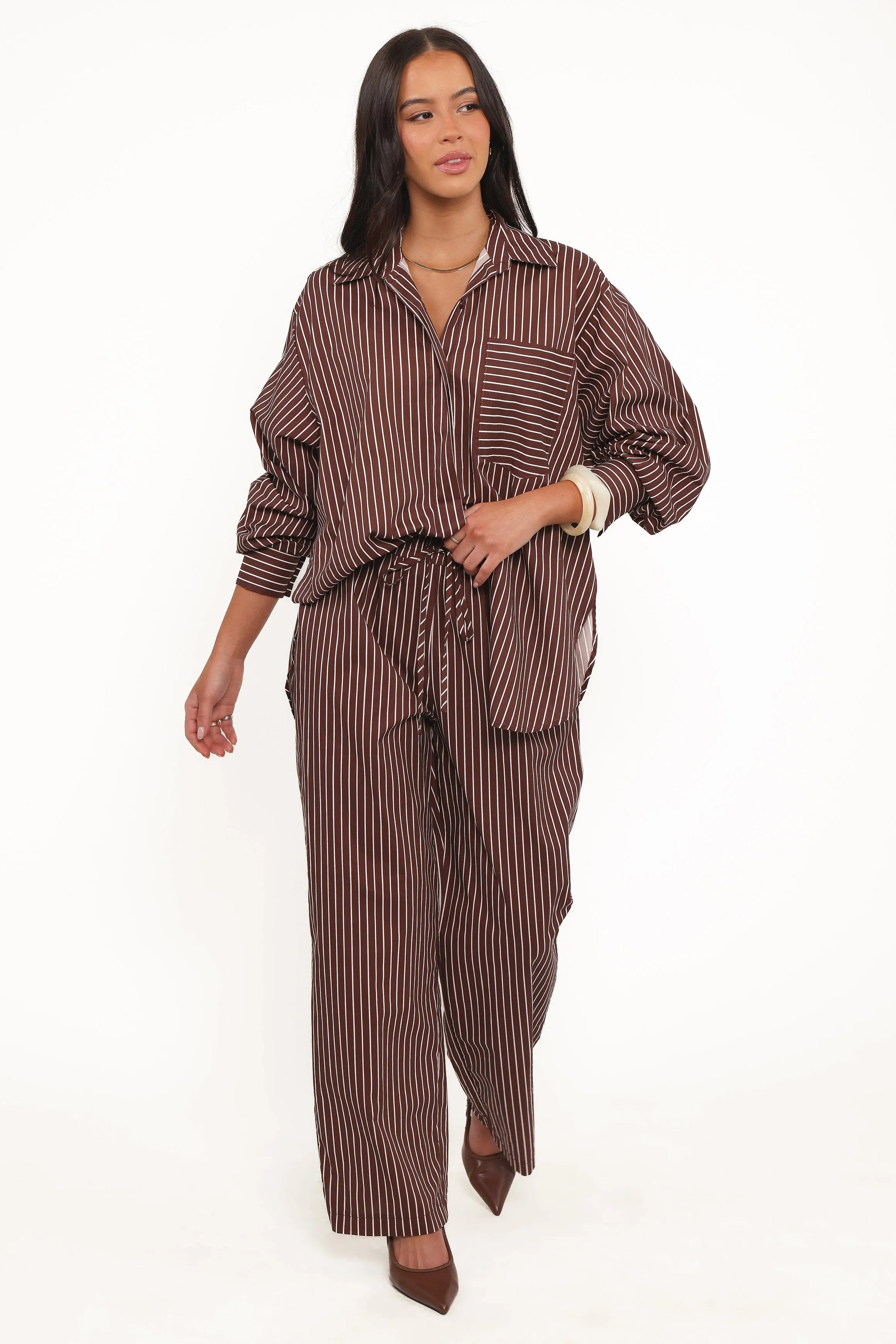 Darya Pants - Chocolate Stripe sold by Petal & Pup product image thumbnail 2