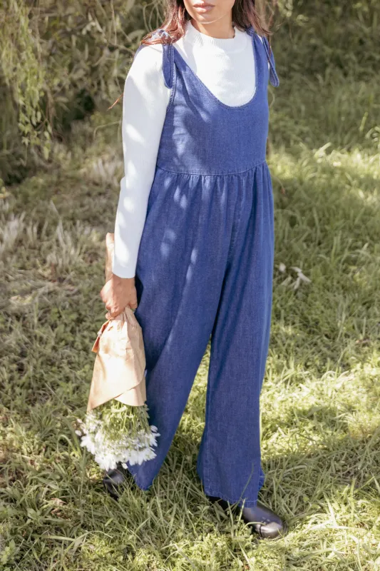 Ayla Chambray Jumpsuit - Denim sold by Petal & Pup