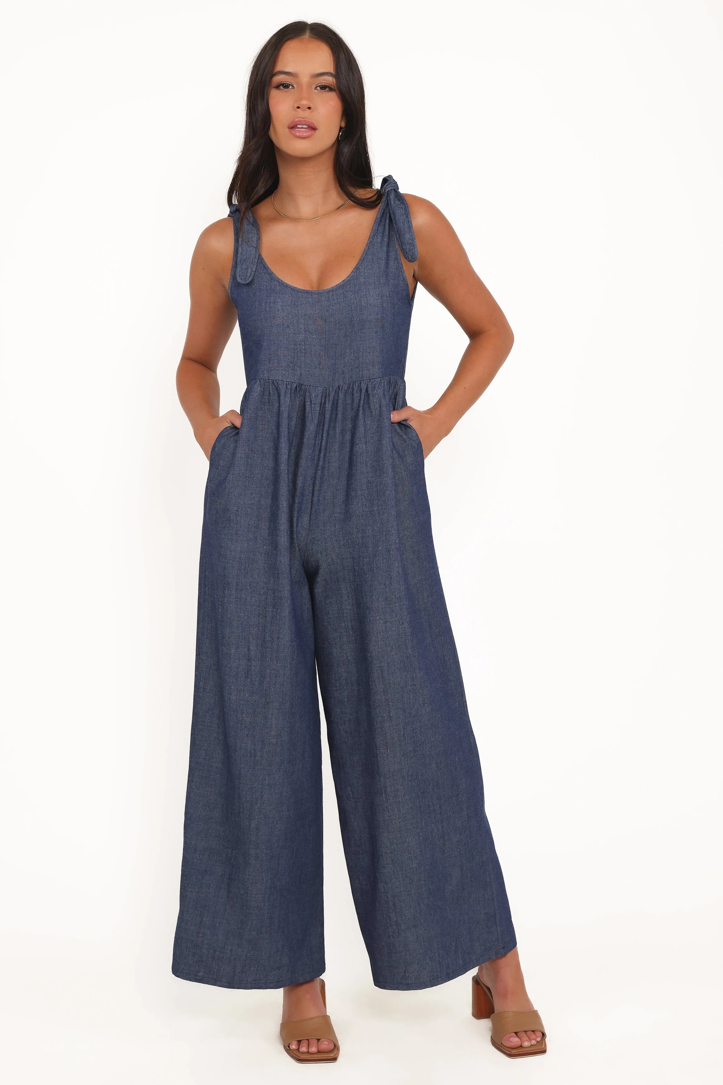 Ayla Chambray Jumpsuit - Denim sold by Petal & Pup product image thumbnail 2