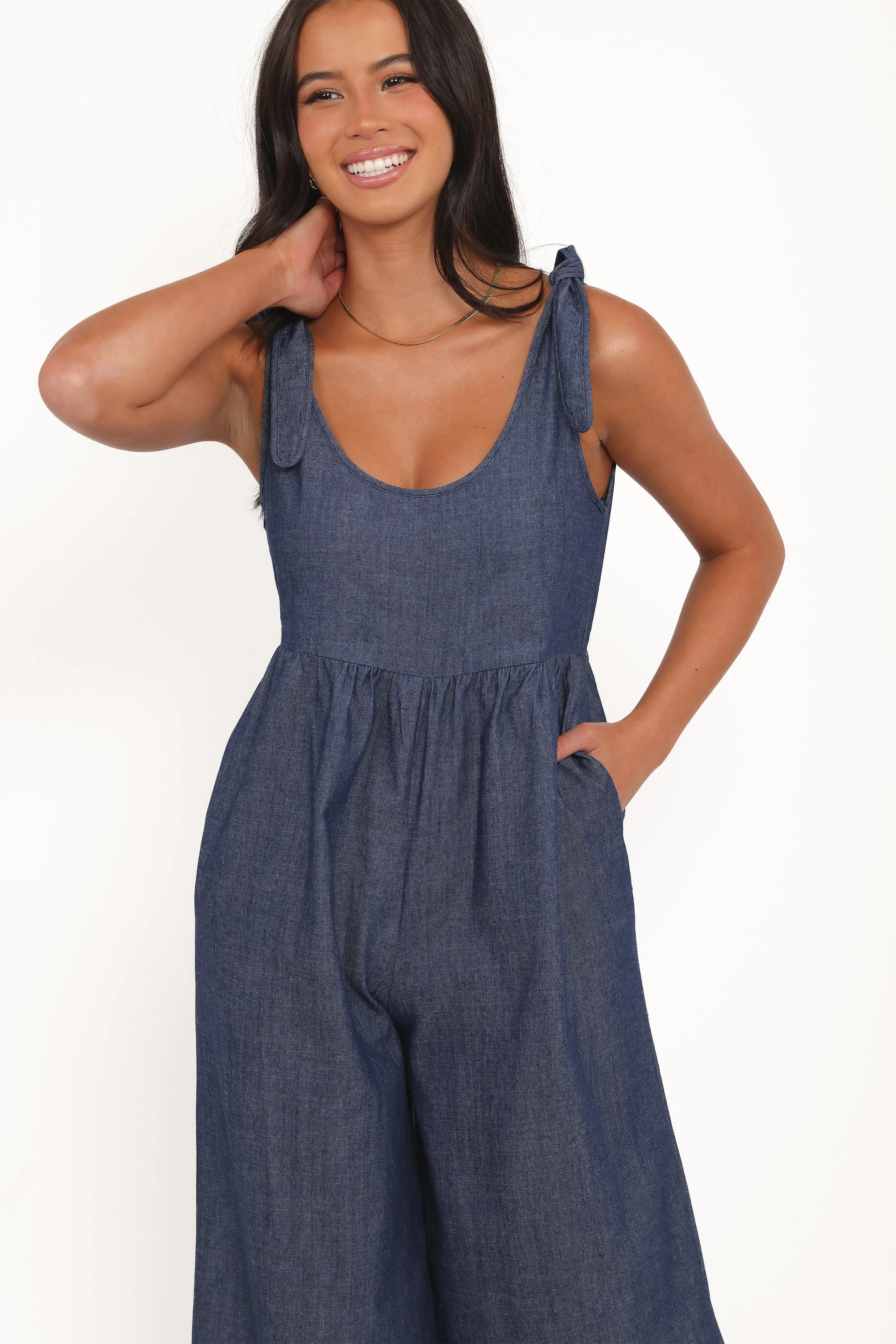 Ayla Chambray Jumpsuit - Denim sold by Petal & Pup product image thumbnail 3