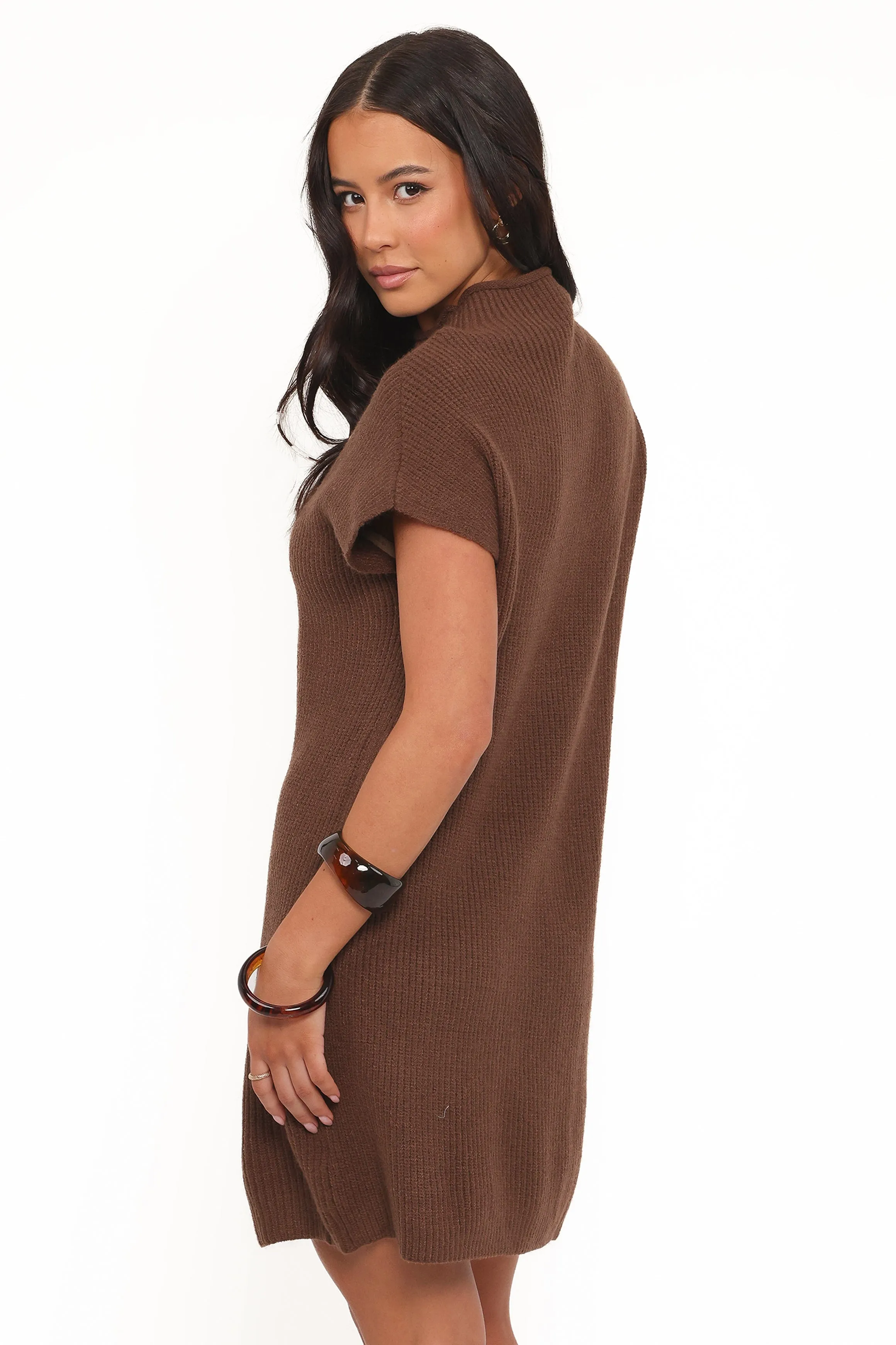 Wright Knit Mini Dress - Chocolate Brown sold by Petal & Pup product image thumbnail 5