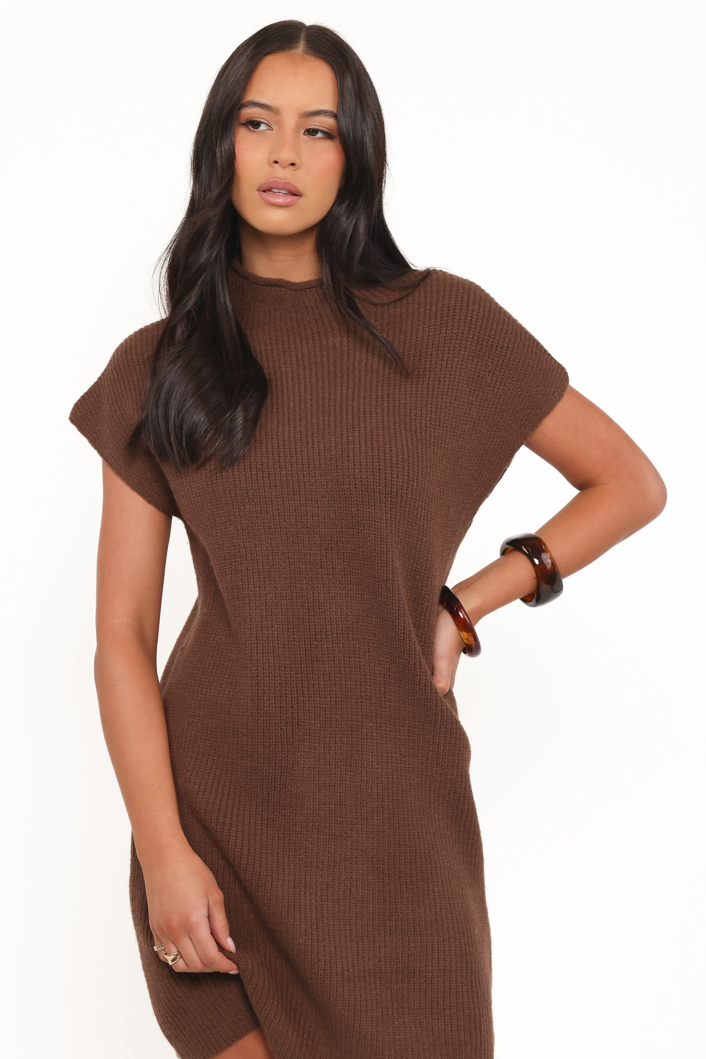 Wright Knit Mini Dress - Chocolate Brown sold by Petal & Pup product image thumbnail 2
